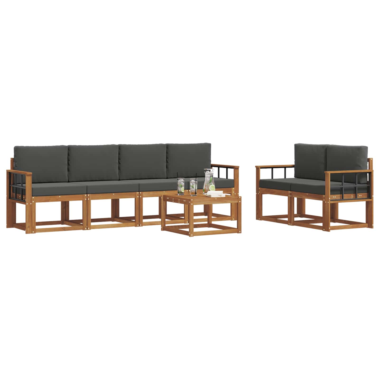 Outdoor-Sofagarnitur 7 stk. Natur und Anthrazit