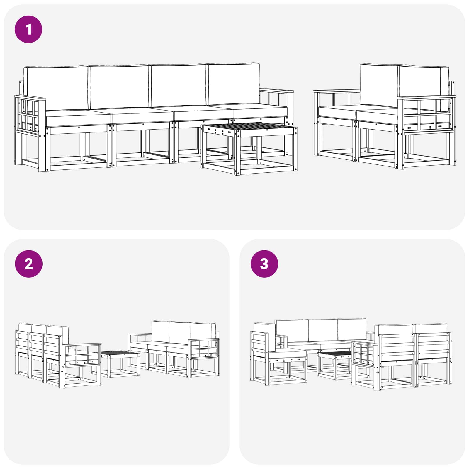 Outdoor-Sofagarnitur 7 stk. Natur und Anthrazit