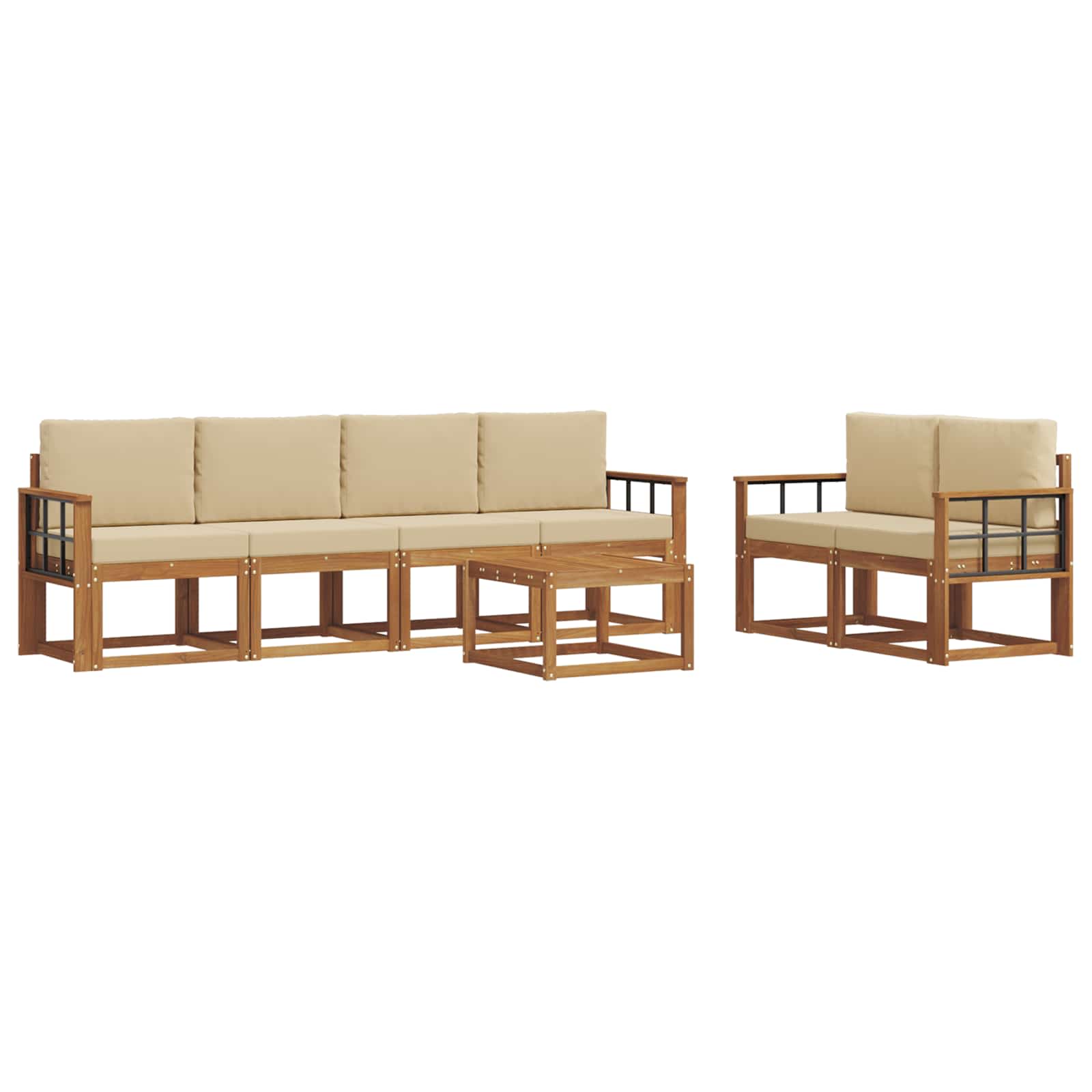 Outdoor-Sofagarnitur 7 stk. Natur und Beige