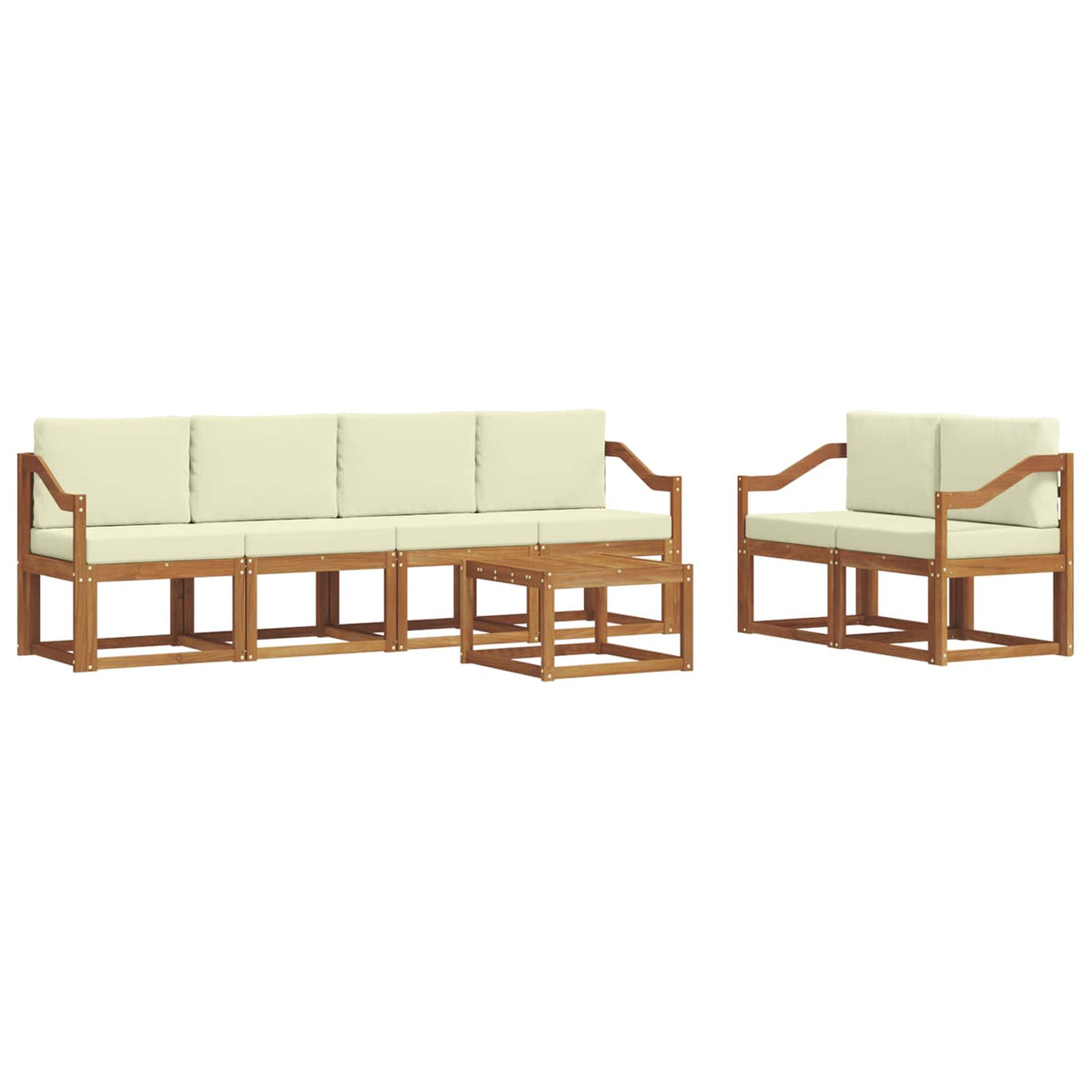 Outdoor-Sofagarnitur 7 stk. Natur und Creme