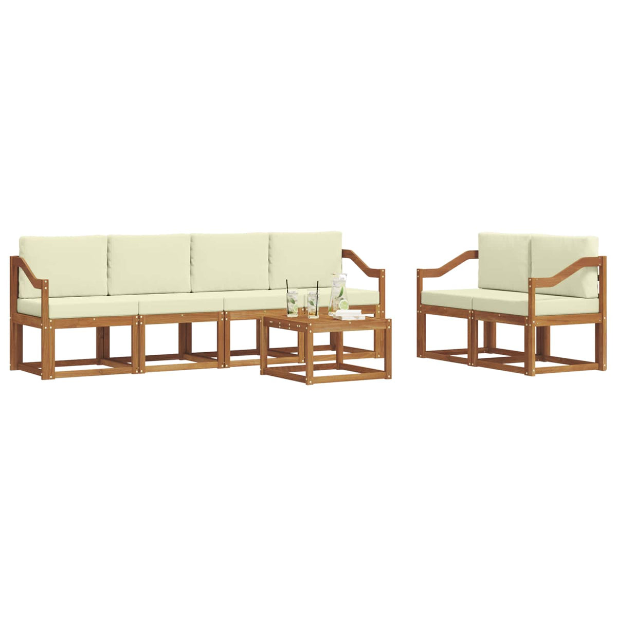 Outdoor-Sofagarnitur 7 stk. Natur und Creme