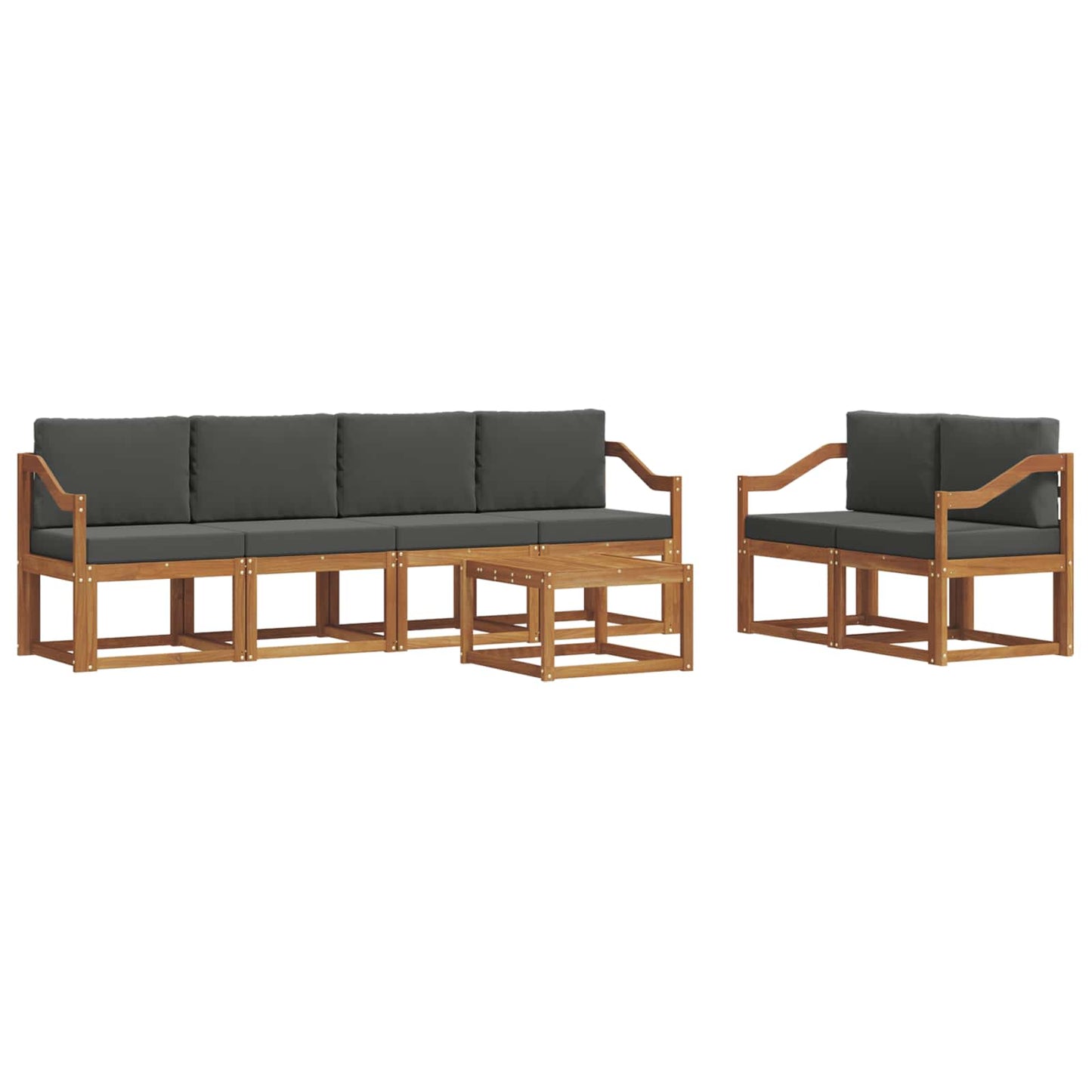 Outdoor-Sofagarnitur 7 stk. Natur und Anthrazit