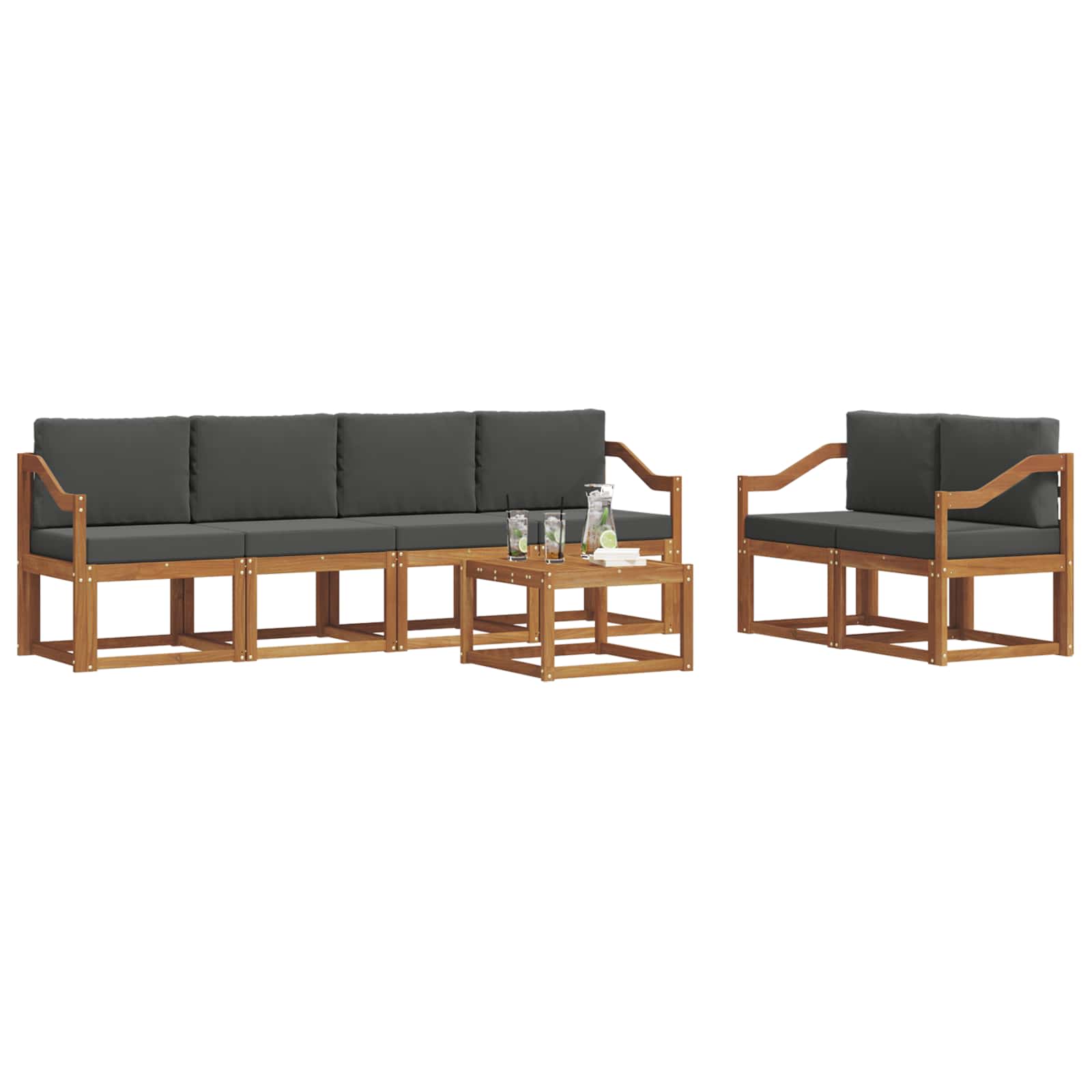 Outdoor-Sofagarnitur 7 stk. Natur und Anthrazit