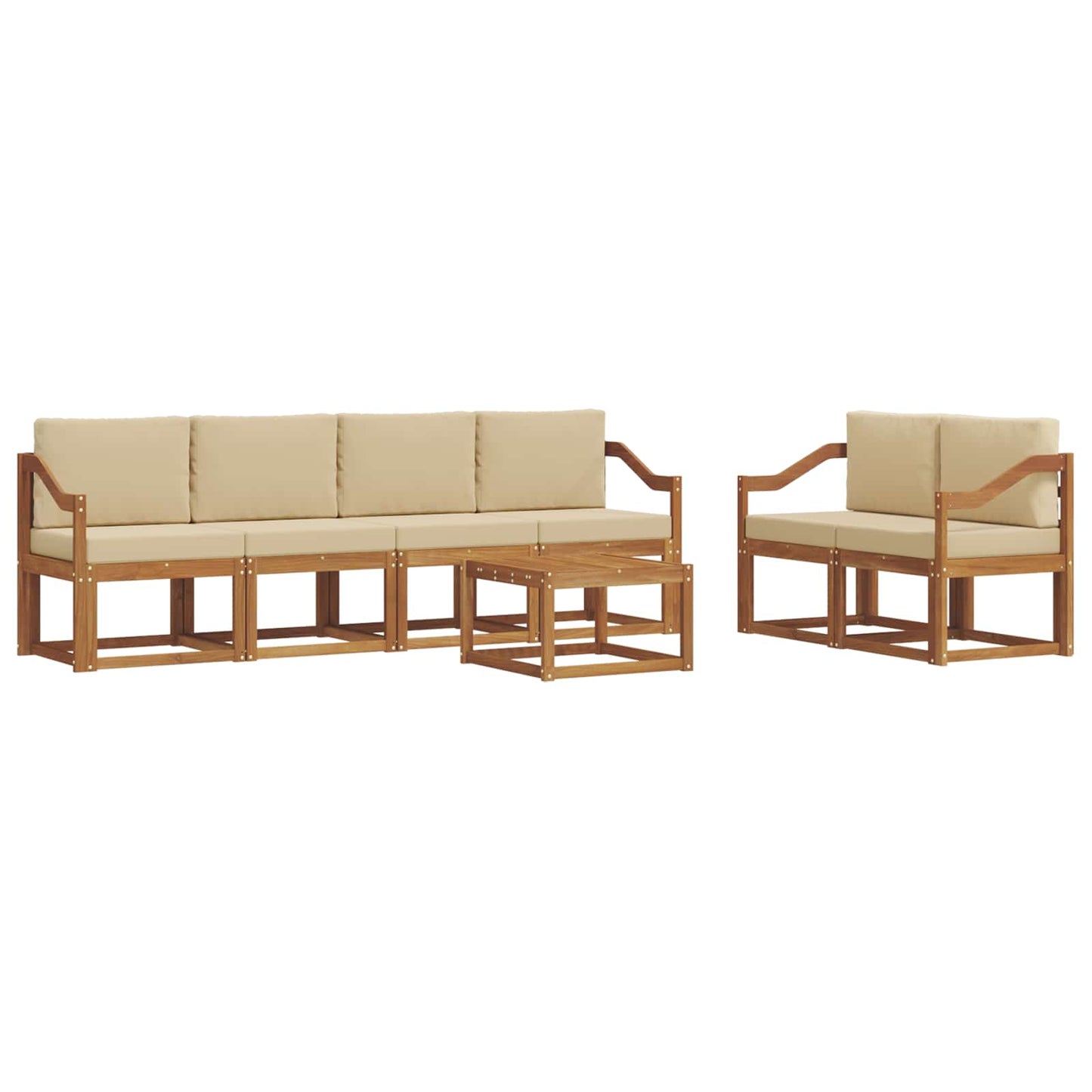 Outdoor-Sofagarnitur 7 stk. Natur und Beige