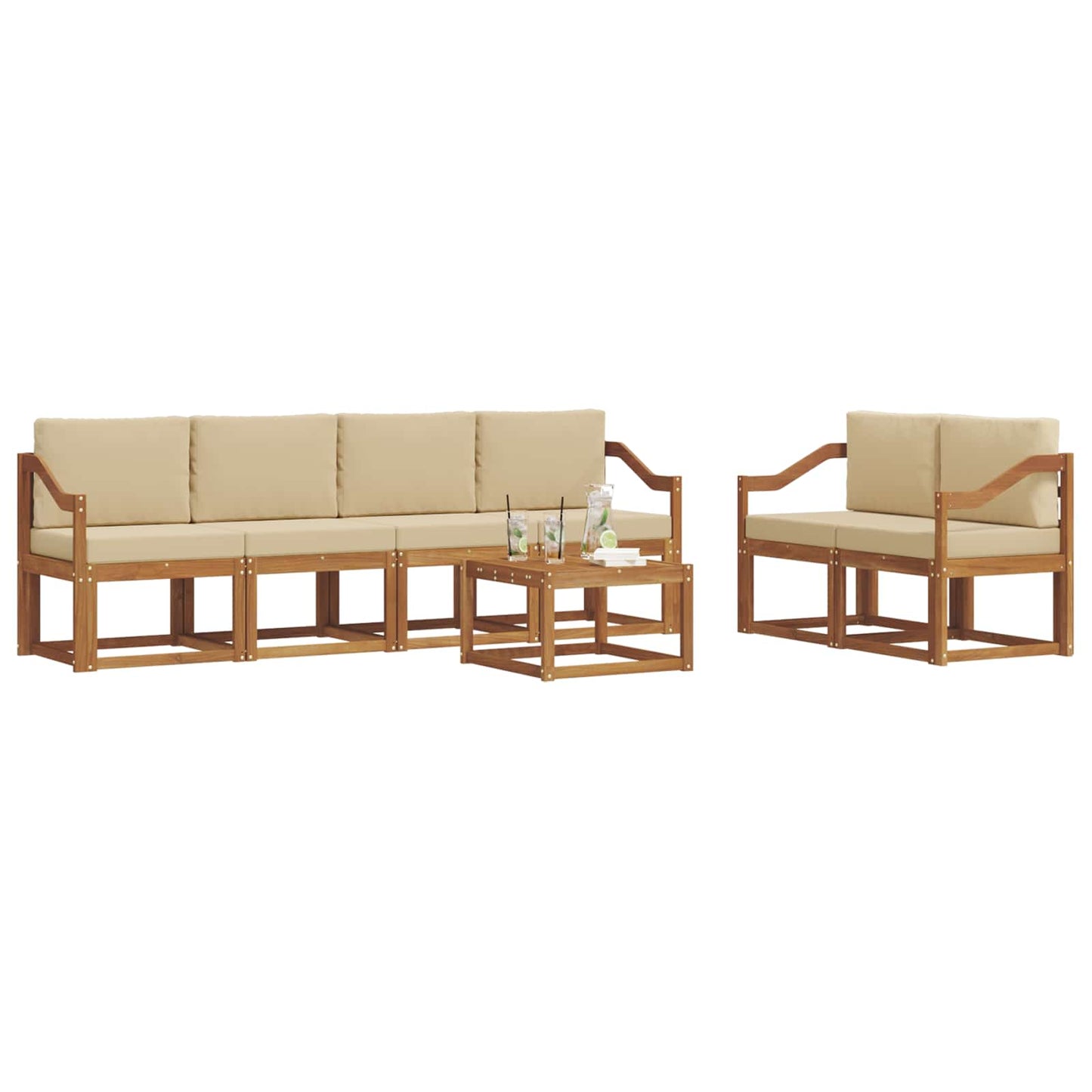 Outdoor-Sofagarnitur 7 stk. Natur und Beige