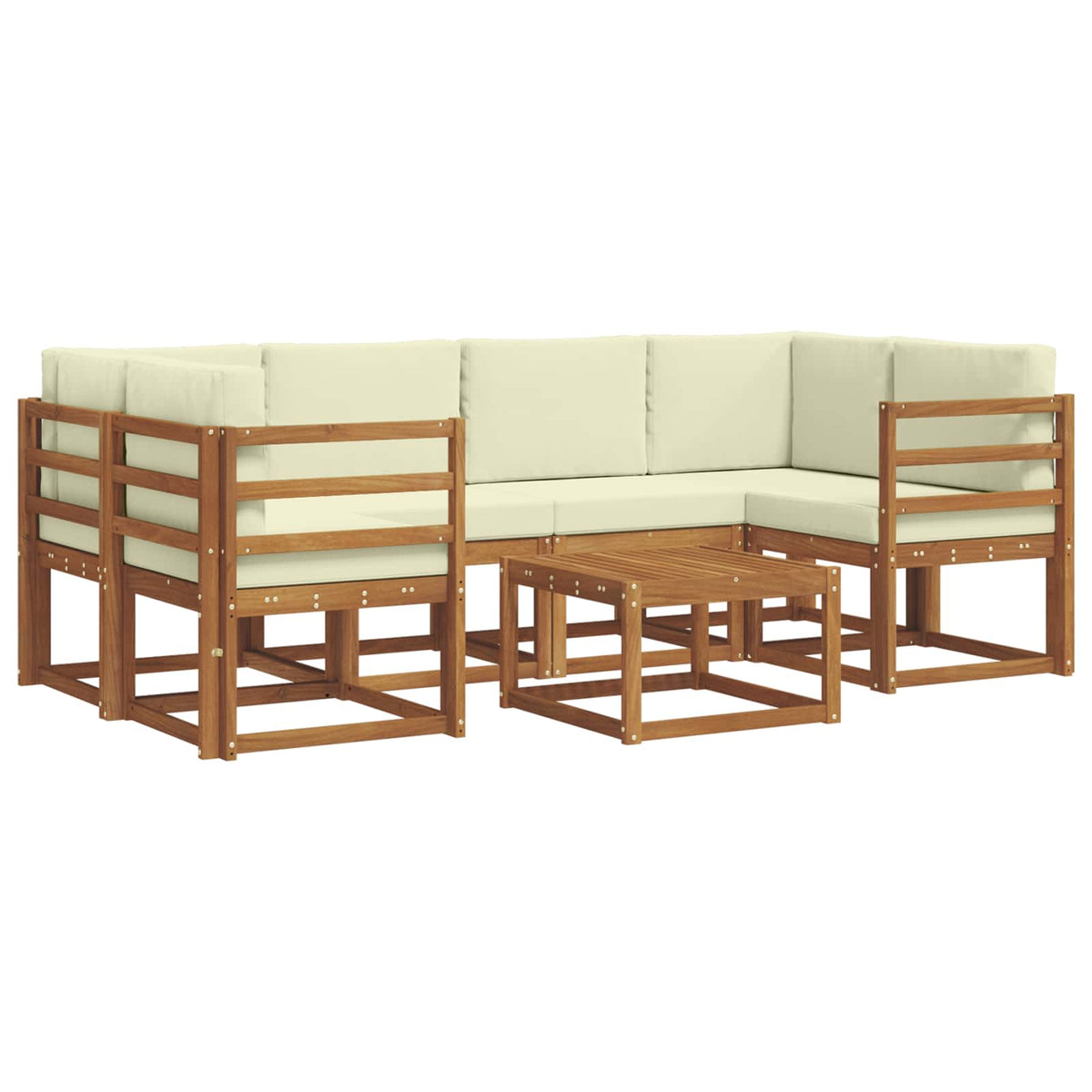 Outdoor-Sofagarnitur 7 stk. Natur und Creme