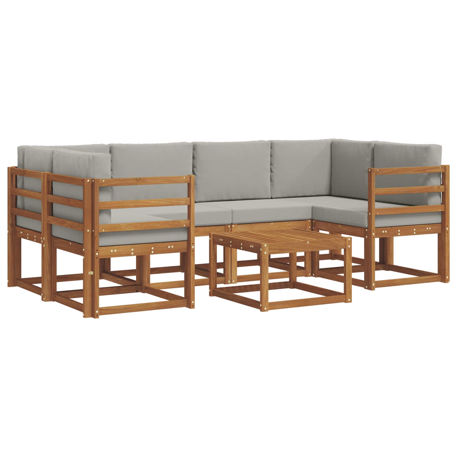 Outdoor-Sofagarnitur mit Kissen 7 pcs Natürlich und Hellgrau