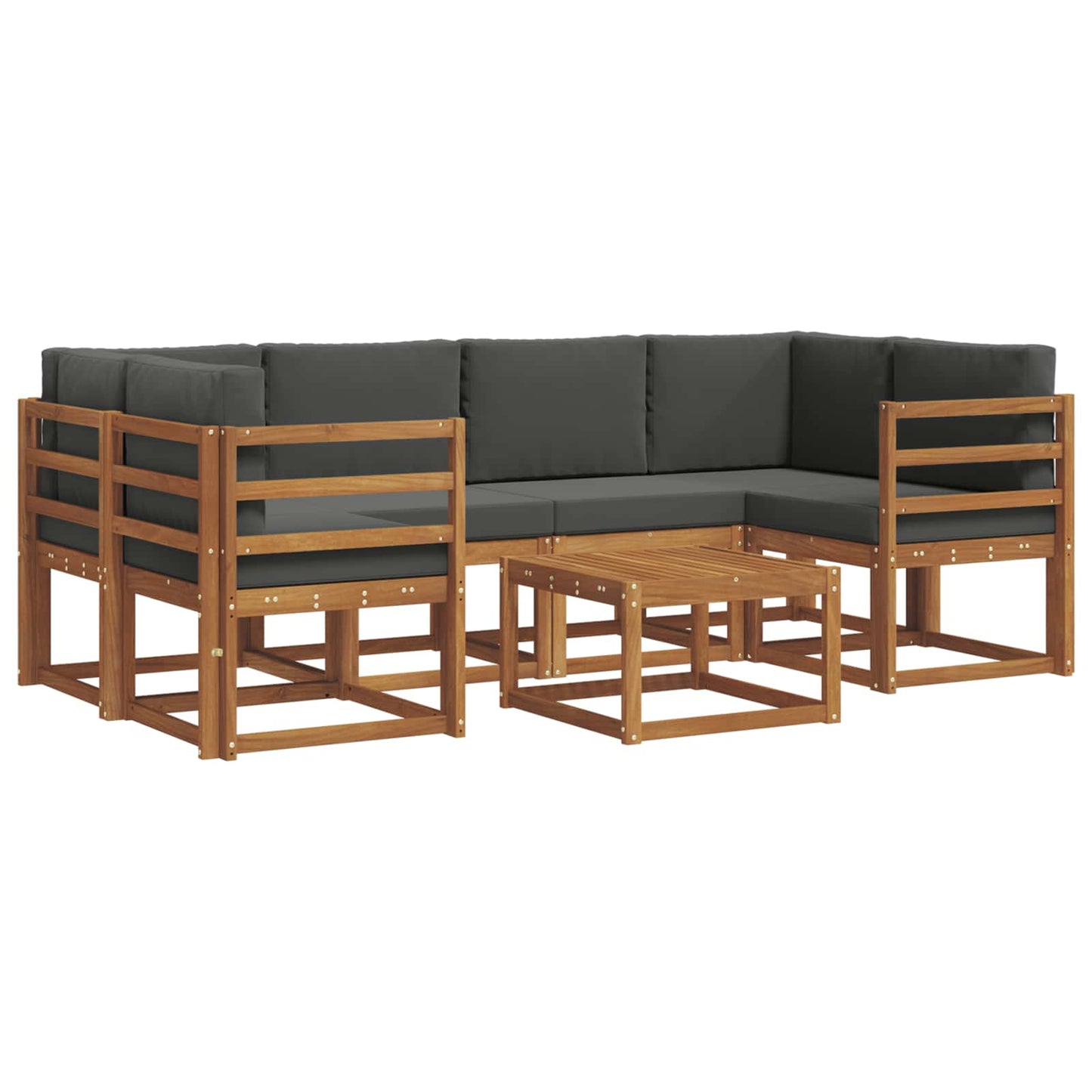 Outdoor-Sofagarnitur 7 stk. Natur und Anthrazit