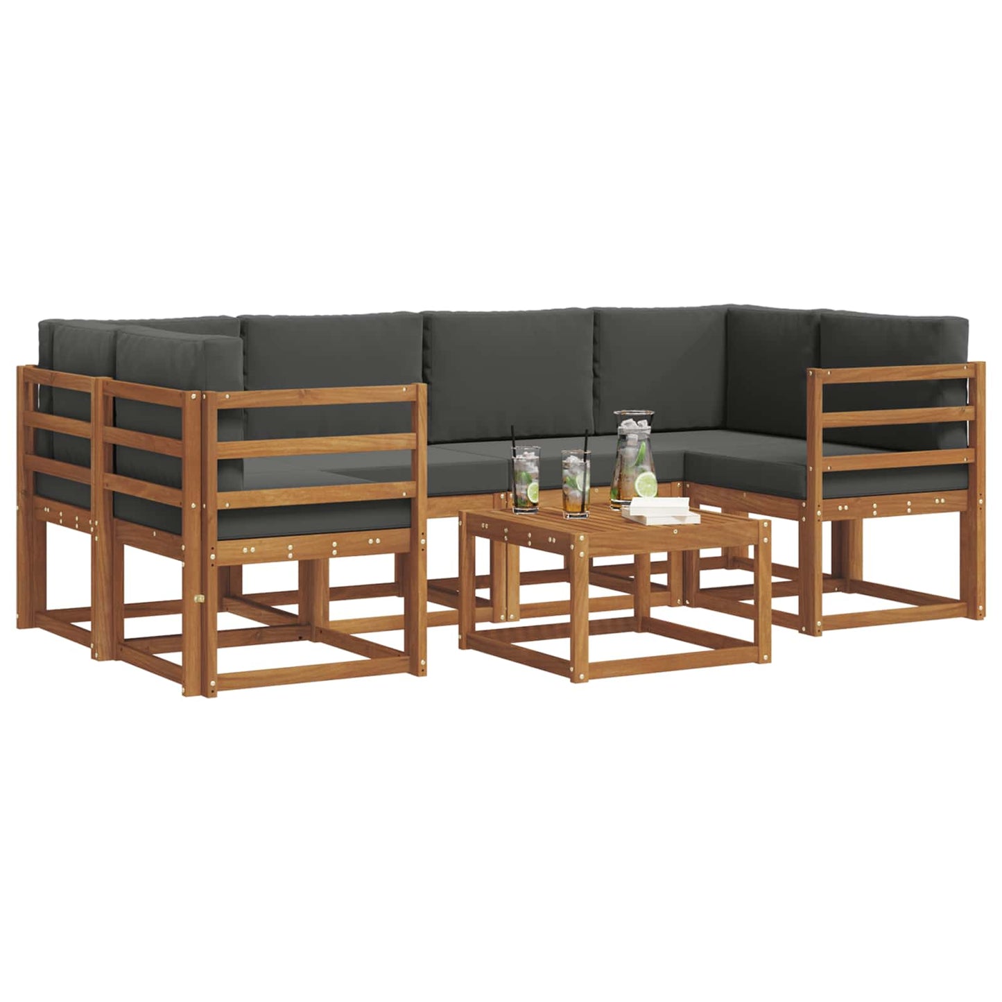 Outdoor-Sofagarnitur 7 stk. Natur und Anthrazit