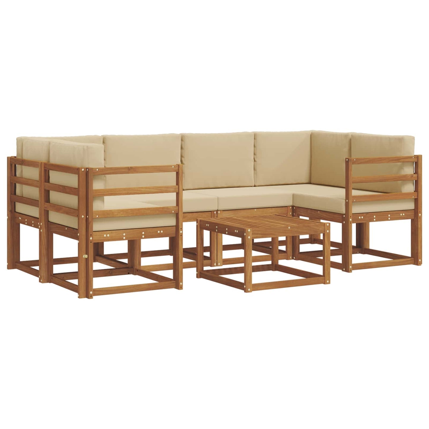Outdoor-Sofagarnitur mit Kissen 7 pcs Natur und Beige