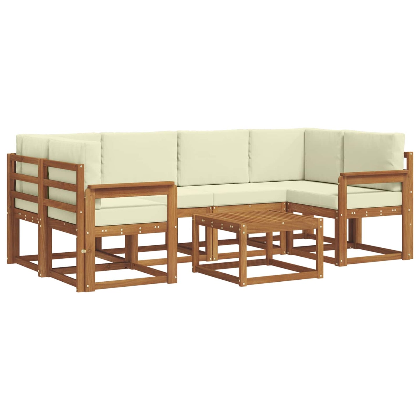 Outdoor-Sofagarnitur mit Kissen 7 pcs Natur und Creme