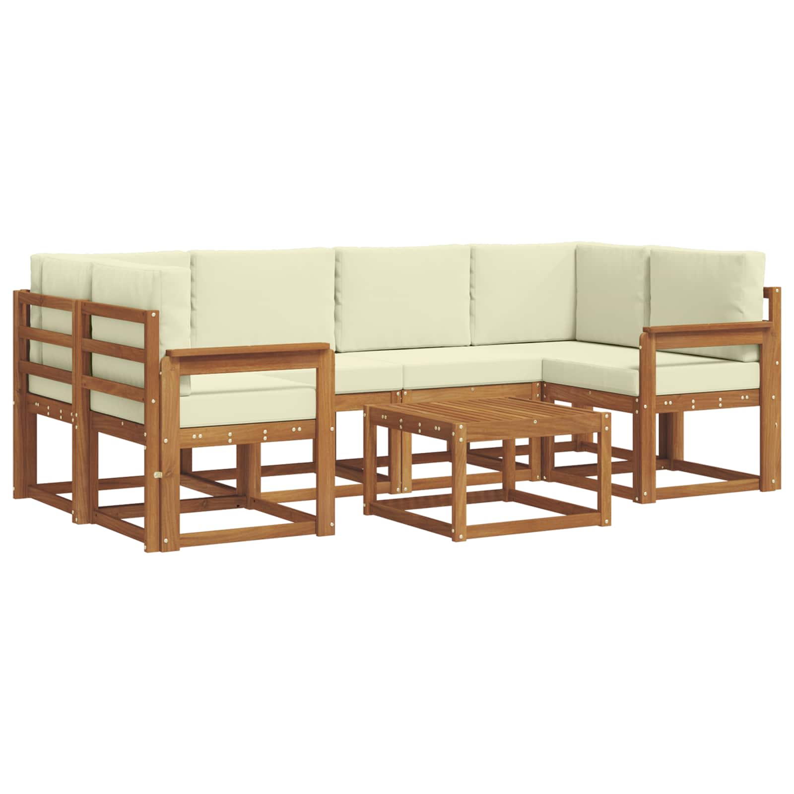 Outdoor-Sofagarnitur mit Kissen 7 pcs Natur und Creme