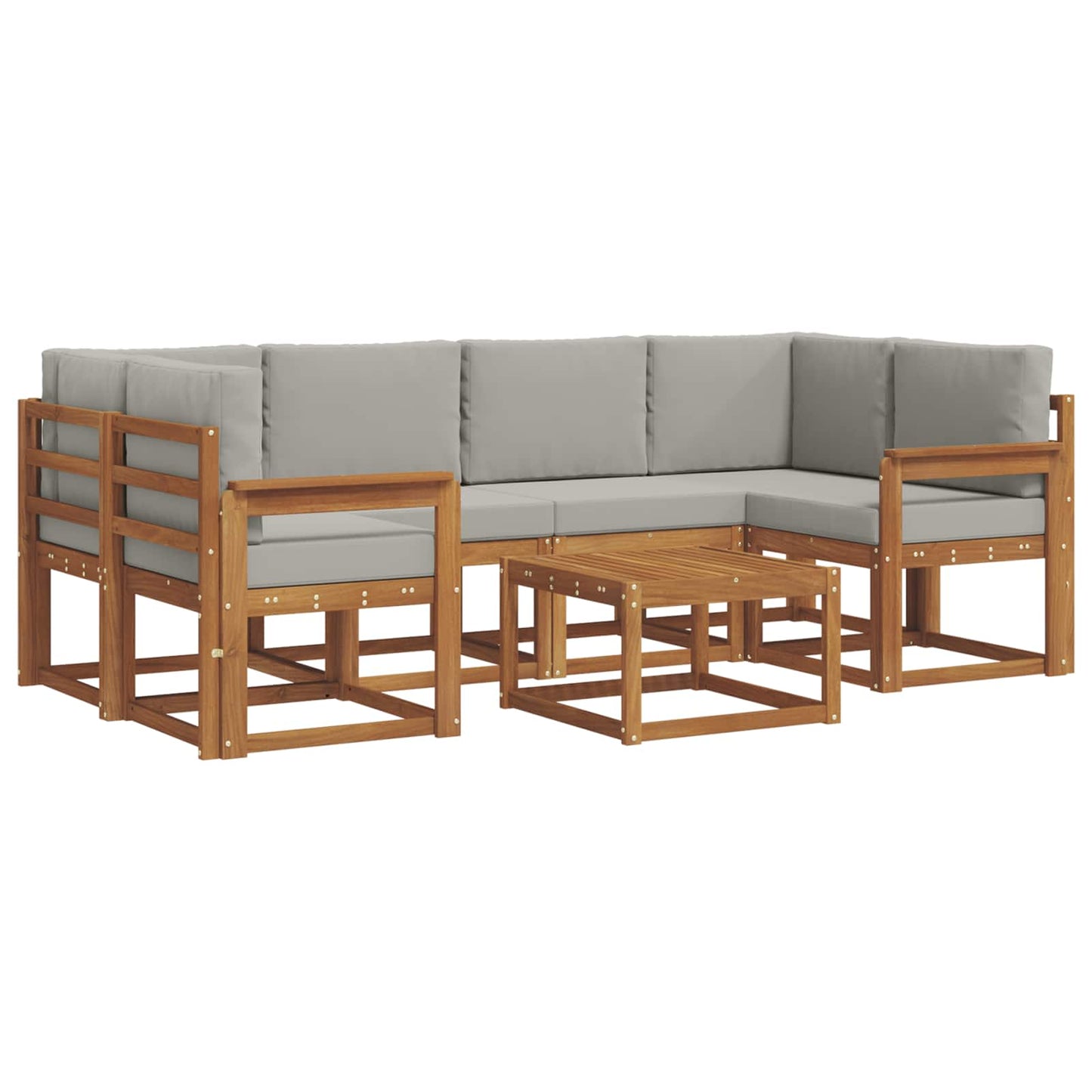 Outdoor-Sofagarnitur mit Kissen 7 pcs Natürlich und Hellgrau