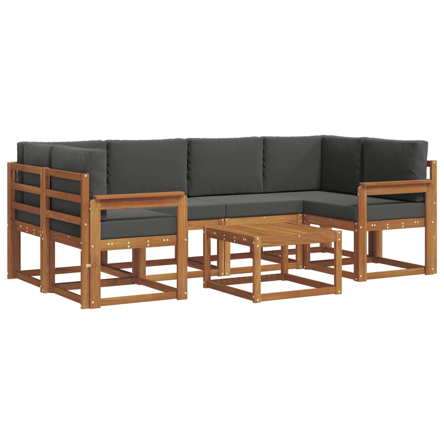 Outdoor-Sofagarnitur 7 stk. Natur und Anthrazit