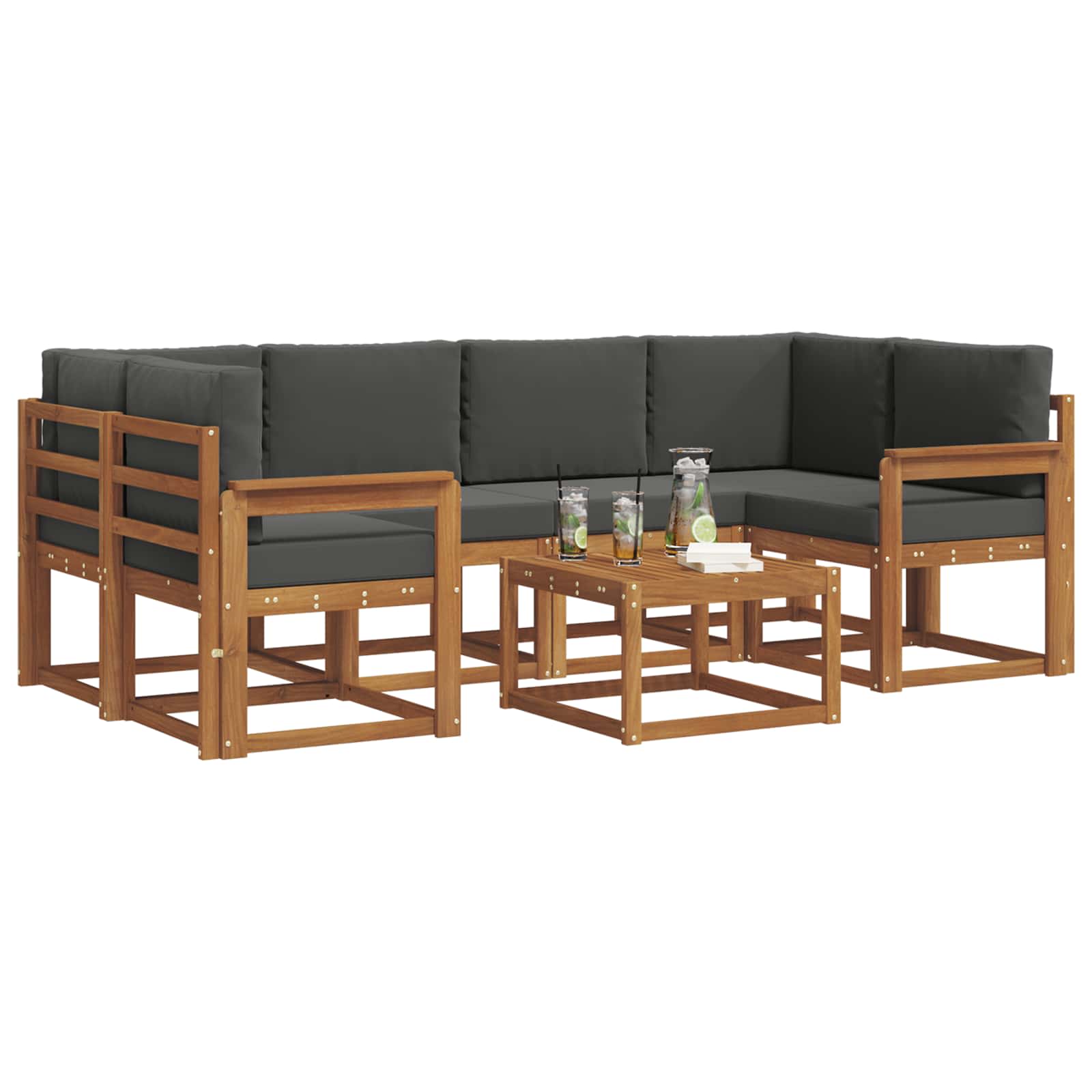 Outdoor-Sofagarnitur 7 stk. Natur und Anthrazit