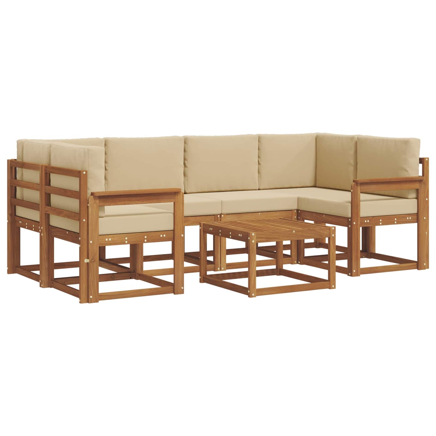 Outdoor-Sofagarnitur mit Kissen 7 pcs Natur und Beige