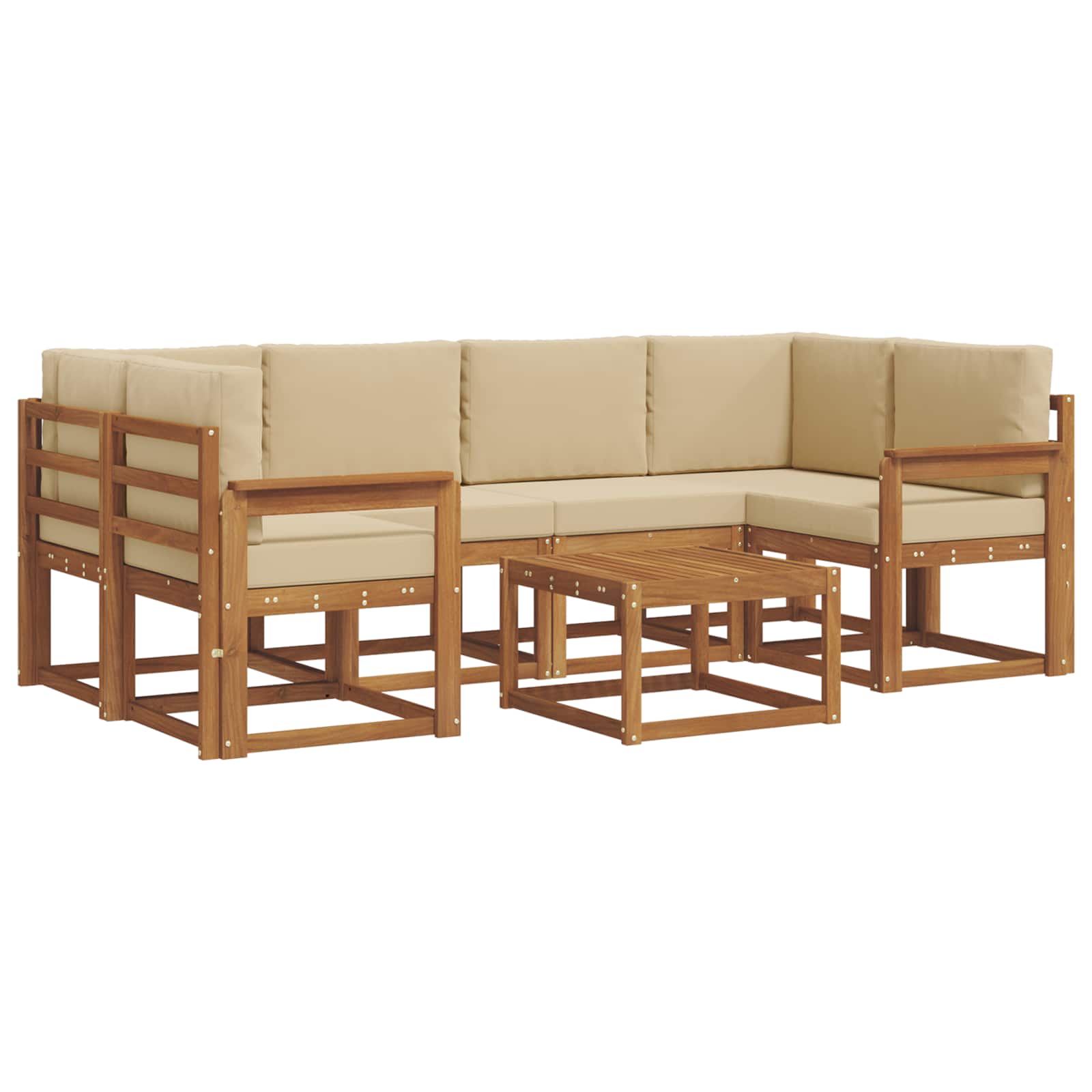 Outdoor-Sofagarnitur mit Kissen 7 pcs Natur und Beige