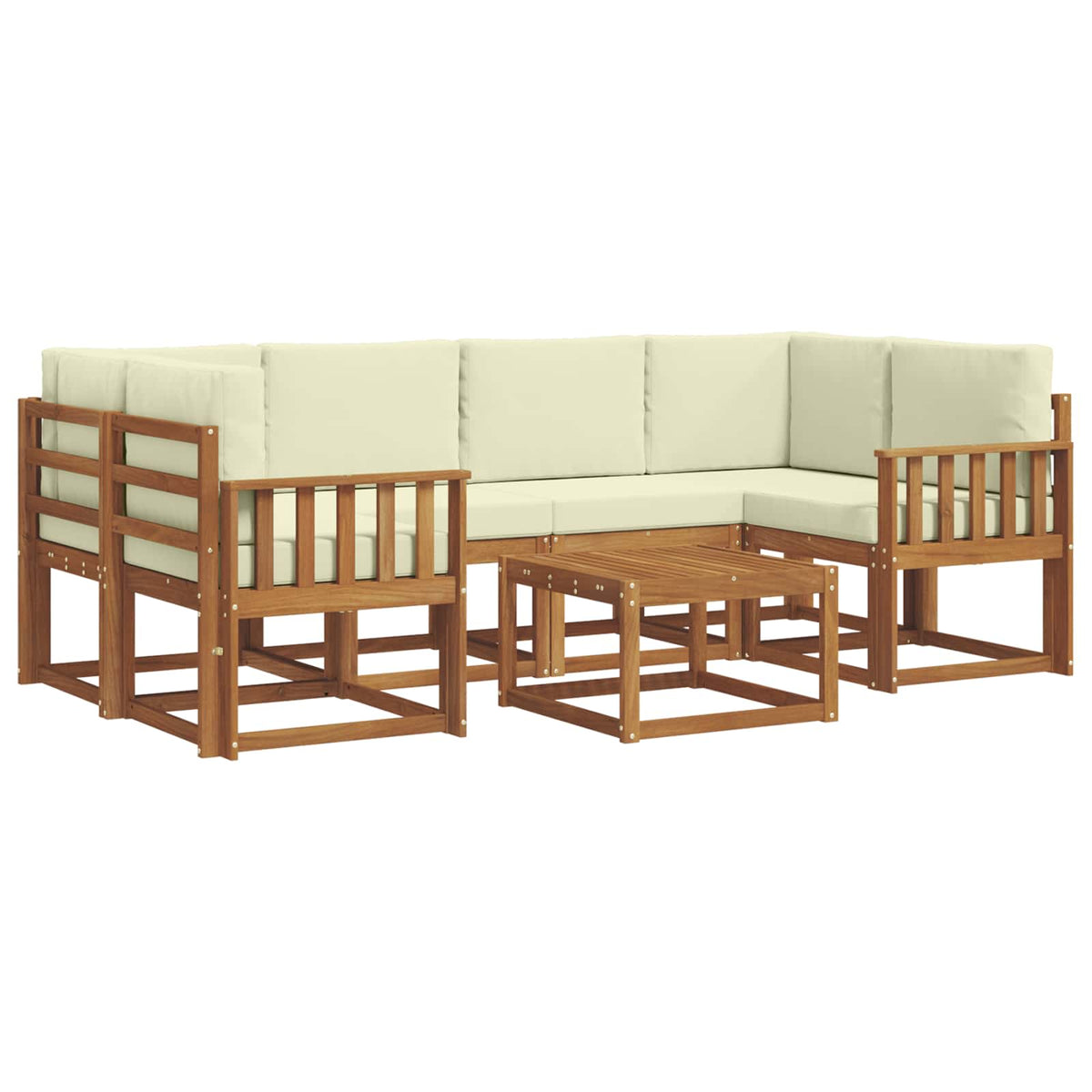 Outdoor-Sofagarnitur 7 stk. Natur und Creme