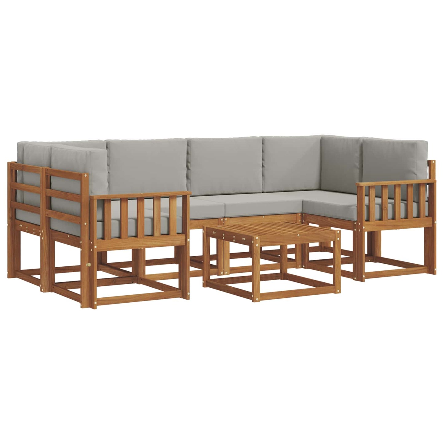 Outdoor-Sofagarnitur mit Kissen 7 pcs Natürlich und Hellgrau