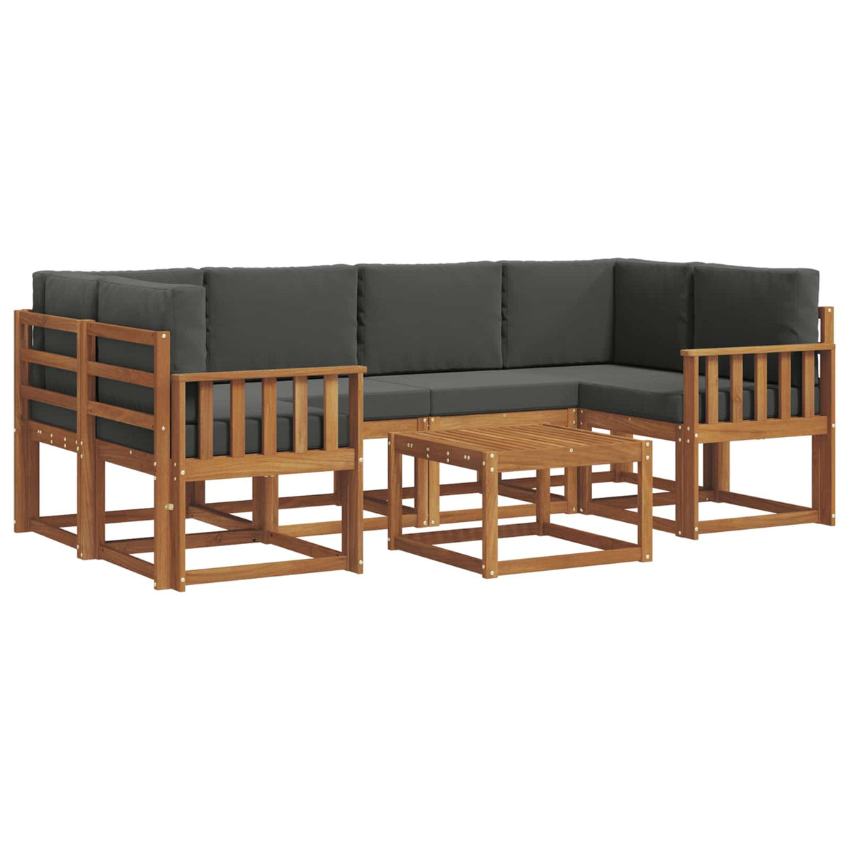 Outdoor-Sofagarnitur 7 stk. Natur und Anthrazit