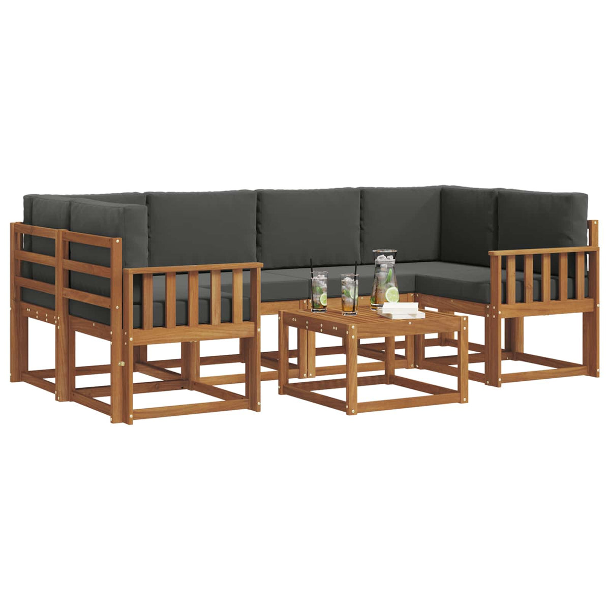 Outdoor-Sofagarnitur 7 stk. Natur und Anthrazit