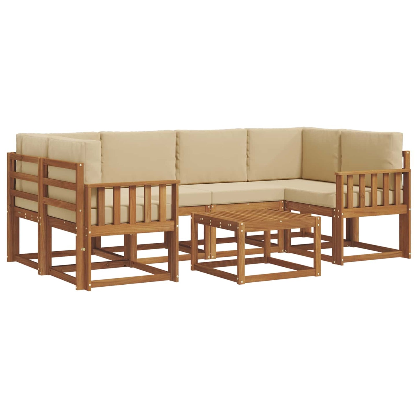 Outdoor-Sofagarnitur mit Kissen 7 pcs Natur und Beige