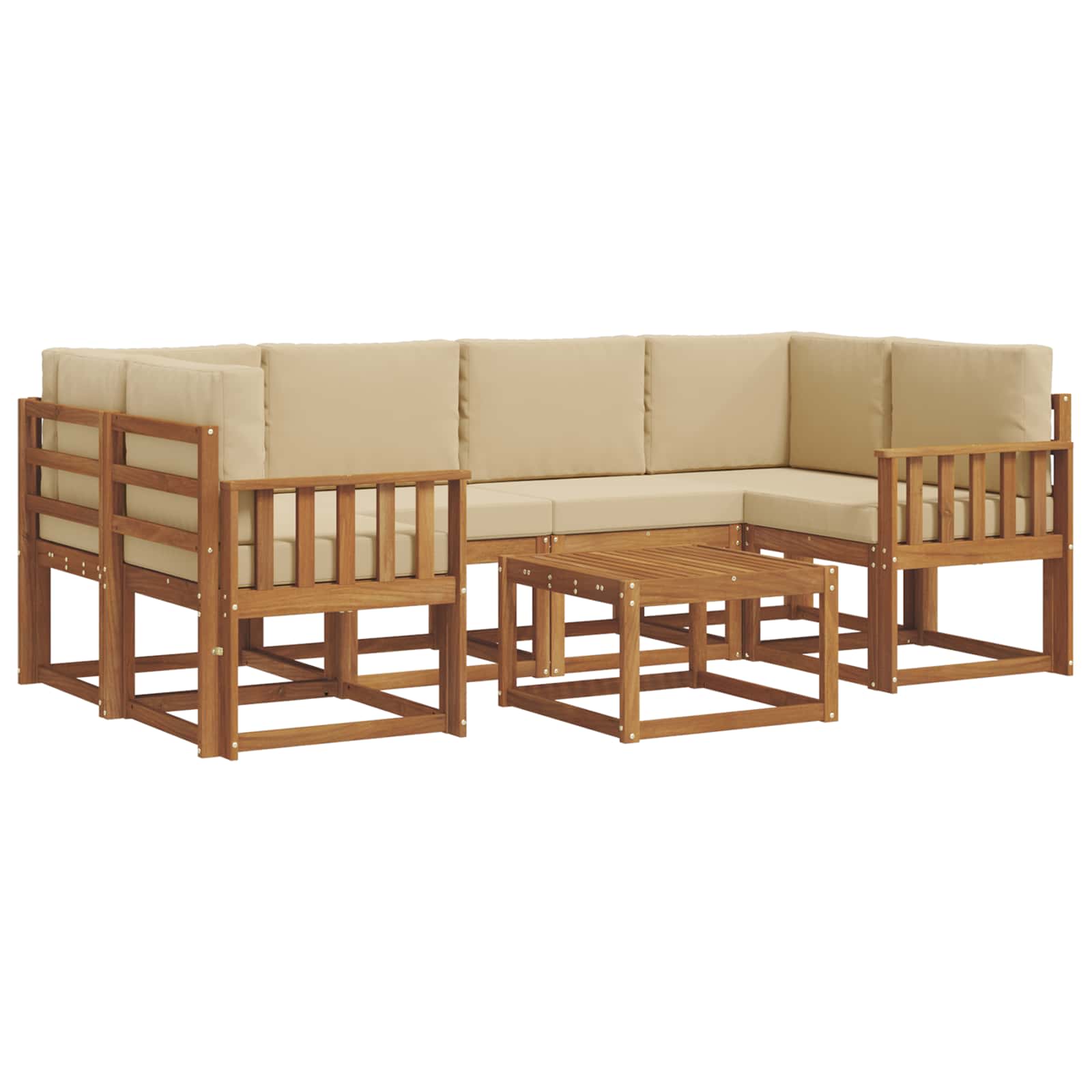Outdoor-Sofagarnitur mit Kissen 7 pcs Natur und Beige