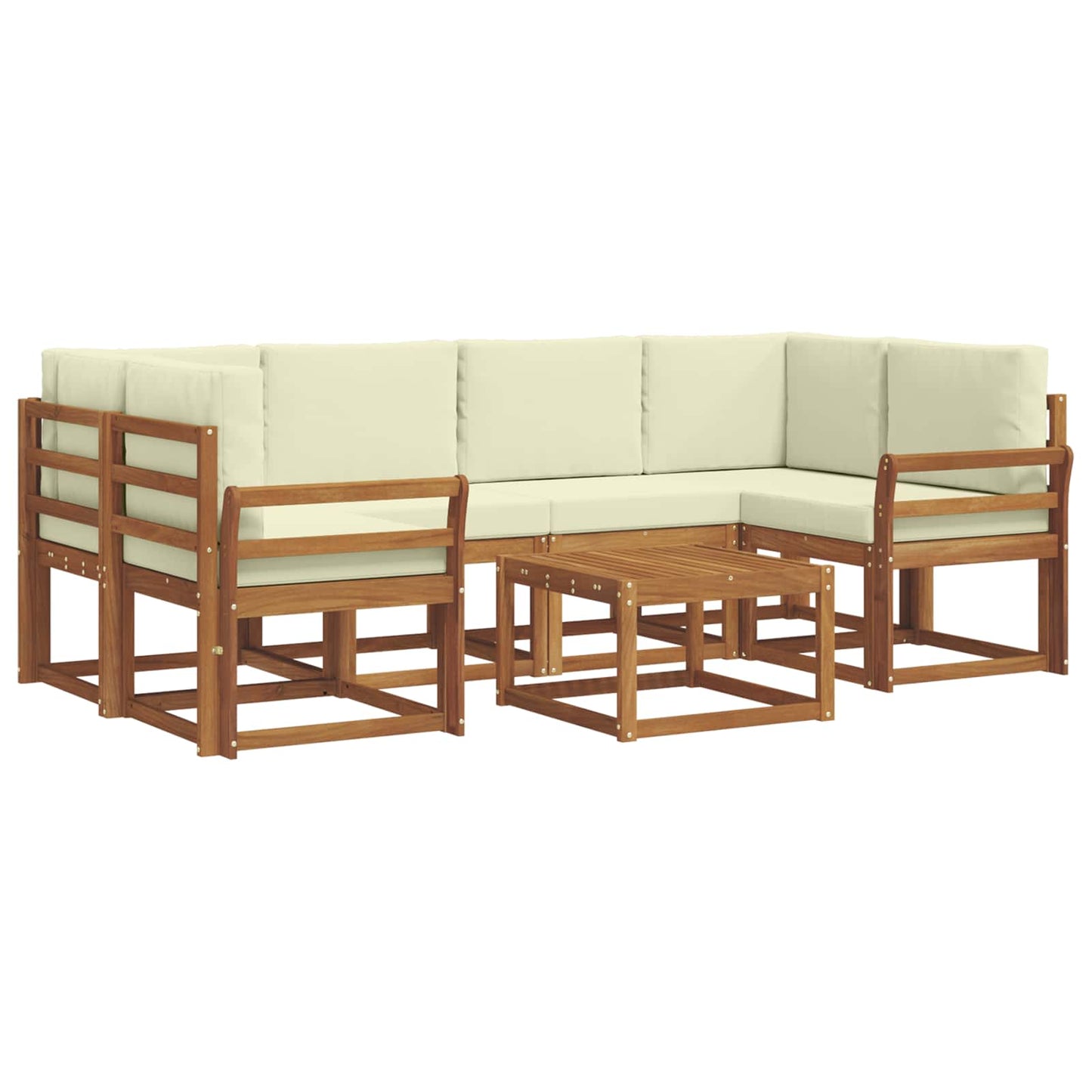 Outdoor-Sofagarnitur mit Kissen 7 pcs Natur und Creme