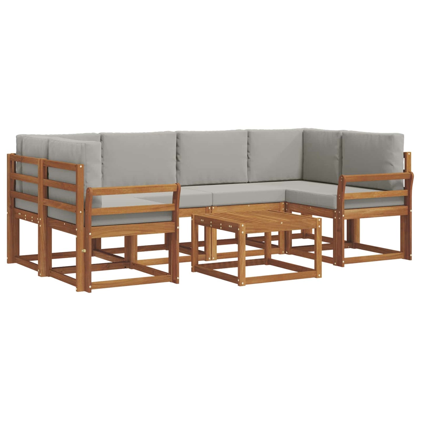 Outdoor-Sofagarnitur mit Kissen 7 pcs Natürlich und Hellgrau