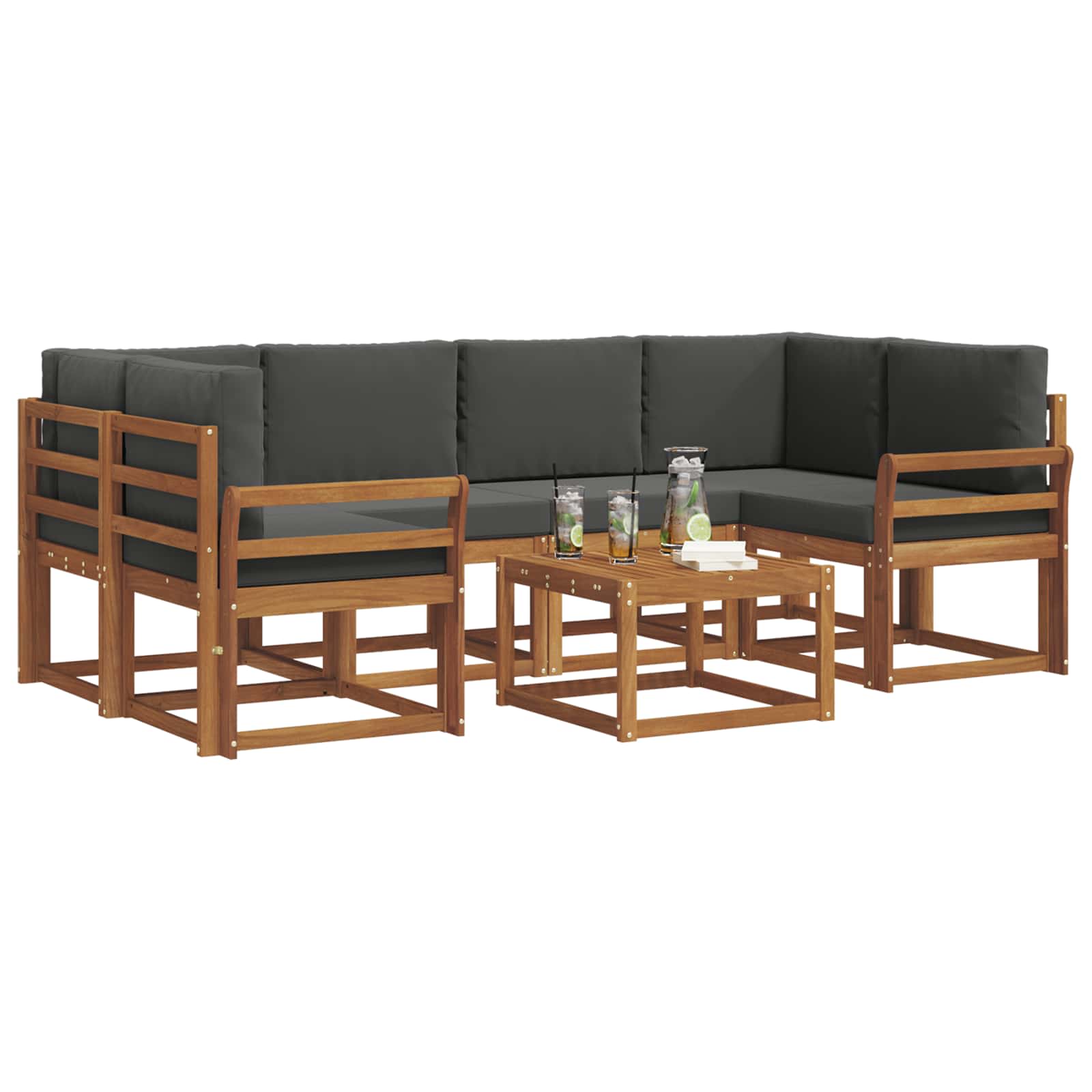 Outdoor-Sofagarnitur 7 stk. Natur und Anthrazit