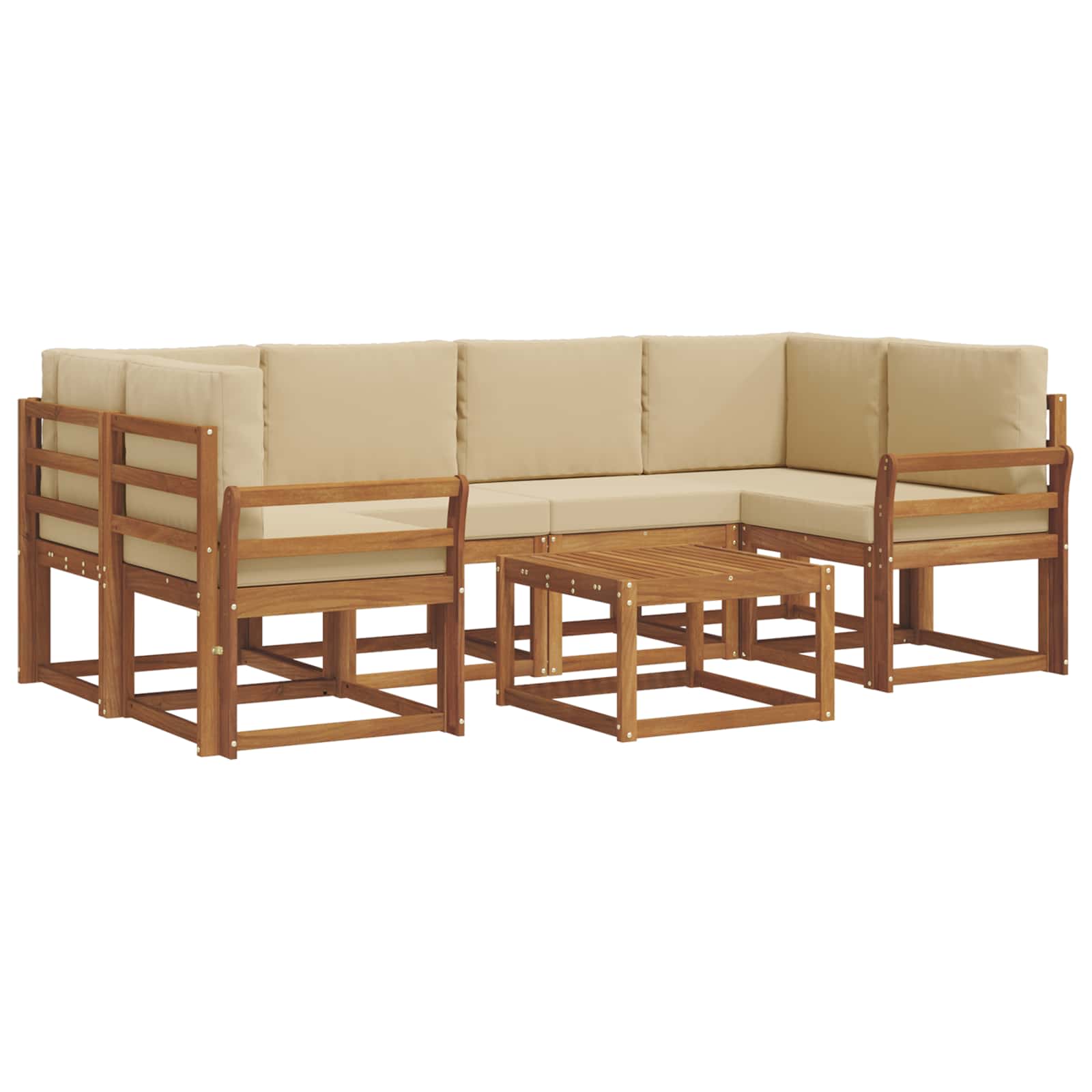 Outdoor-Sofagarnitur mit Kissen 7 pcs Natur und Beige