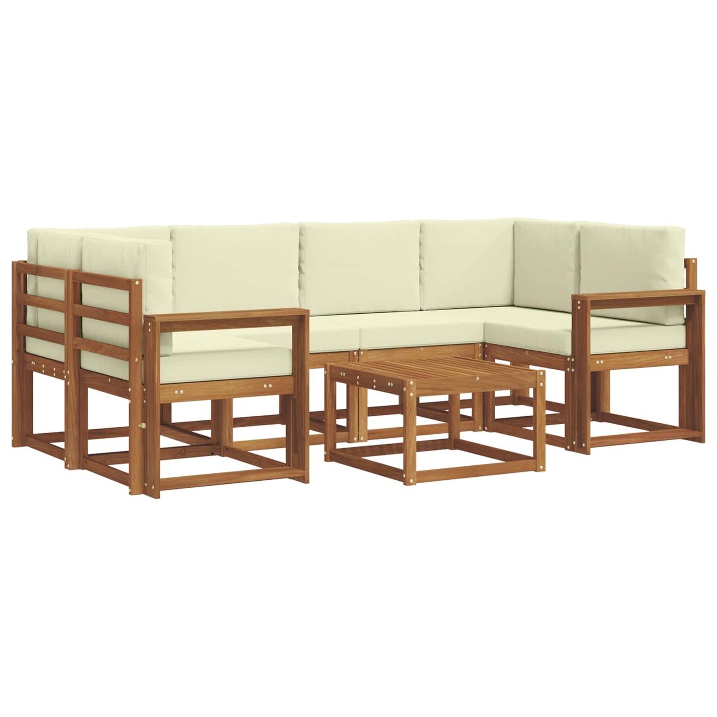 Outdoor-Sofagarnitur 7 stk. Natur und Creme