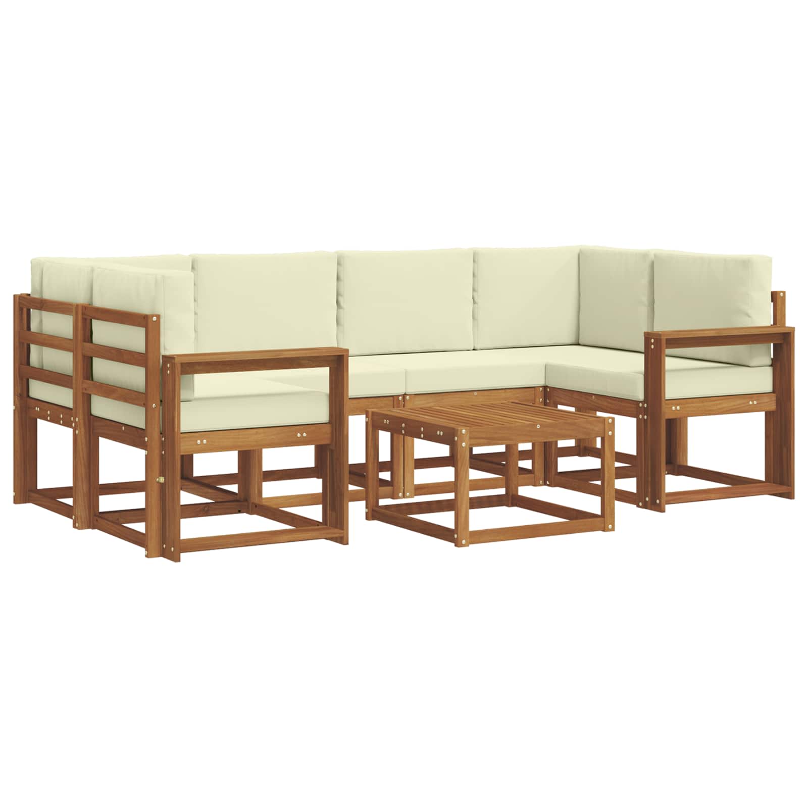 Outdoor-Sofagarnitur 7 stk. Natur und Creme