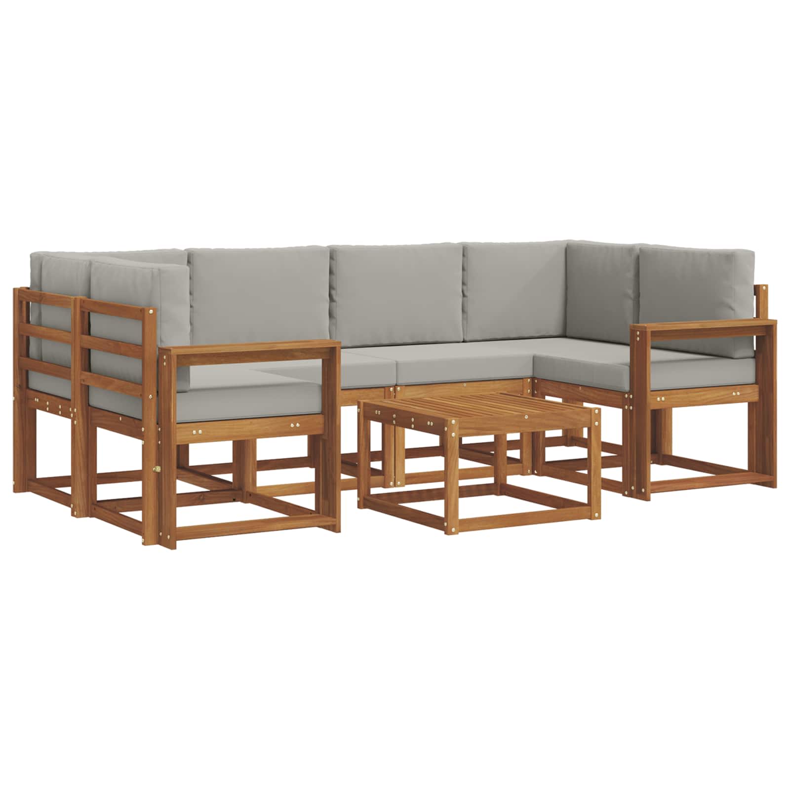 Outdoor-Sofagarnitur mit Kissen 7 pcs Natürlich und Hellgrau