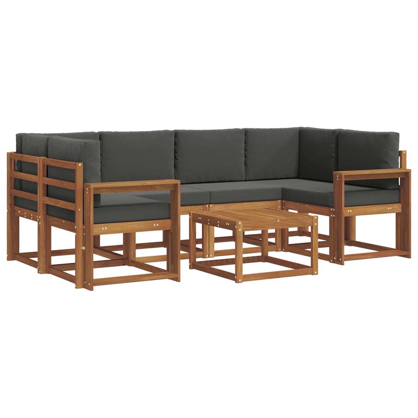 Outdoor-Sofagarnitur 7 stk. Natur und Anthrazit