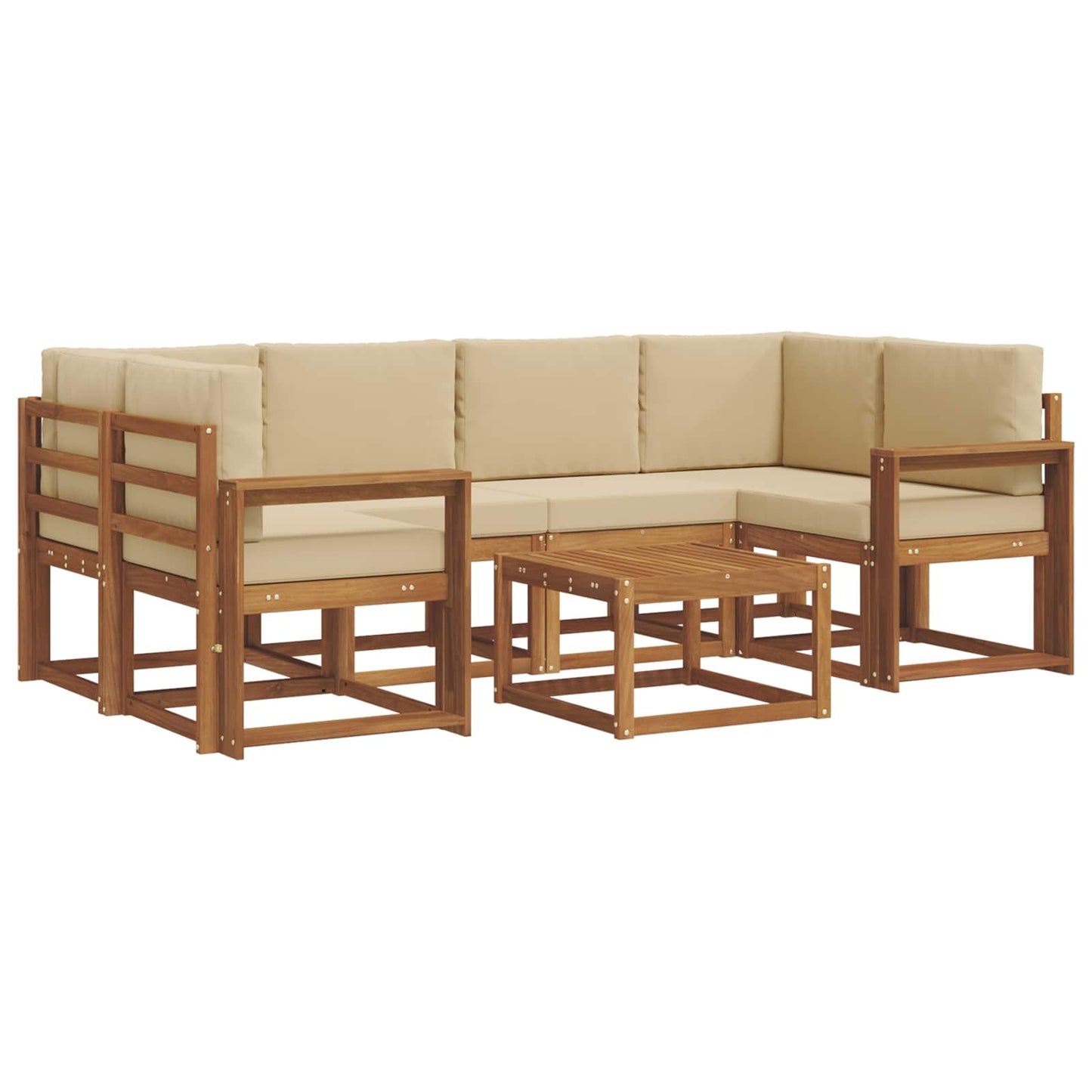 Outdoor-Sofagarnitur mit Kissen 7 pcs Natur und Beige