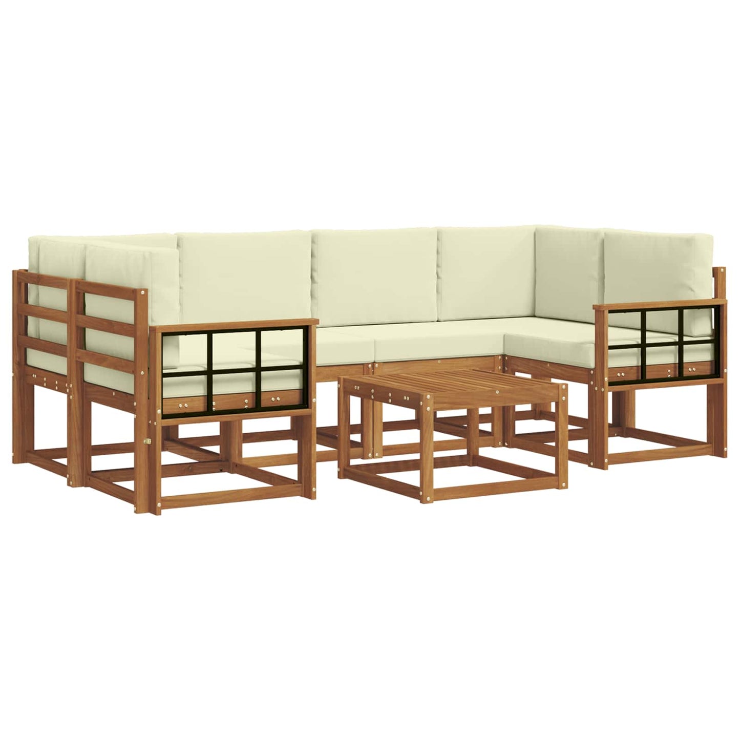 Outdoor-Sofagarnitur 7 stk. Natur und Creme