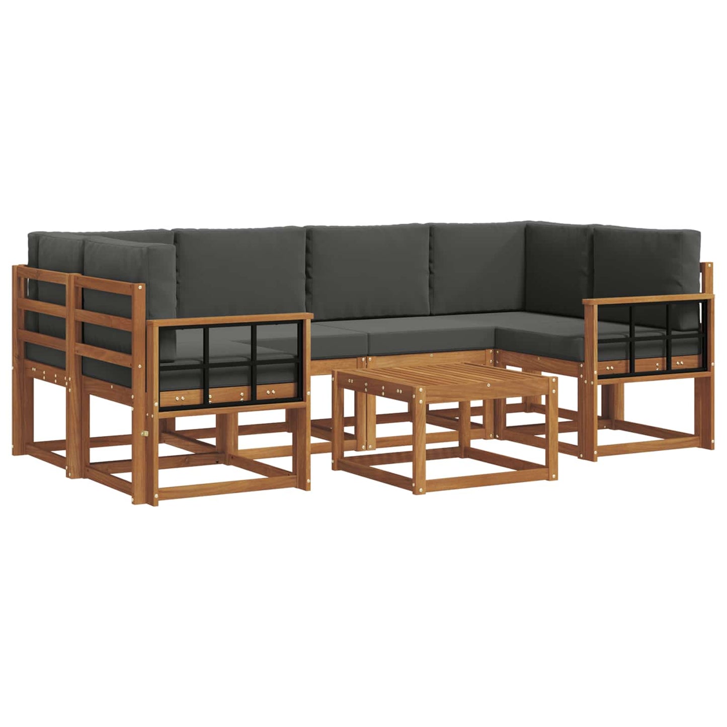 Outdoor-Sofagarnitur 7 stk. Natur und Anthrazit
