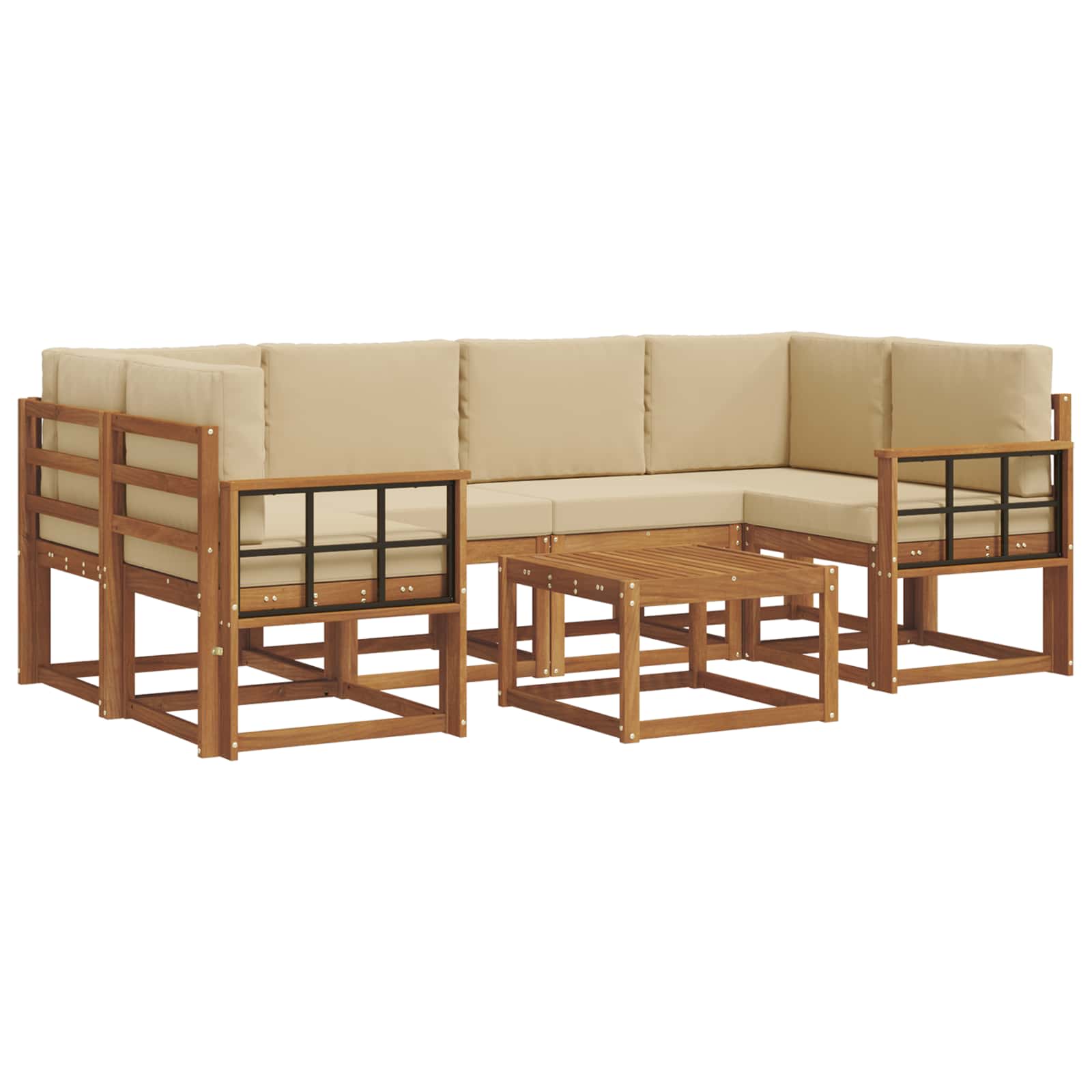 Outdoor-Sofagarnitur mit Kissen 7 pcs Natur und Beige