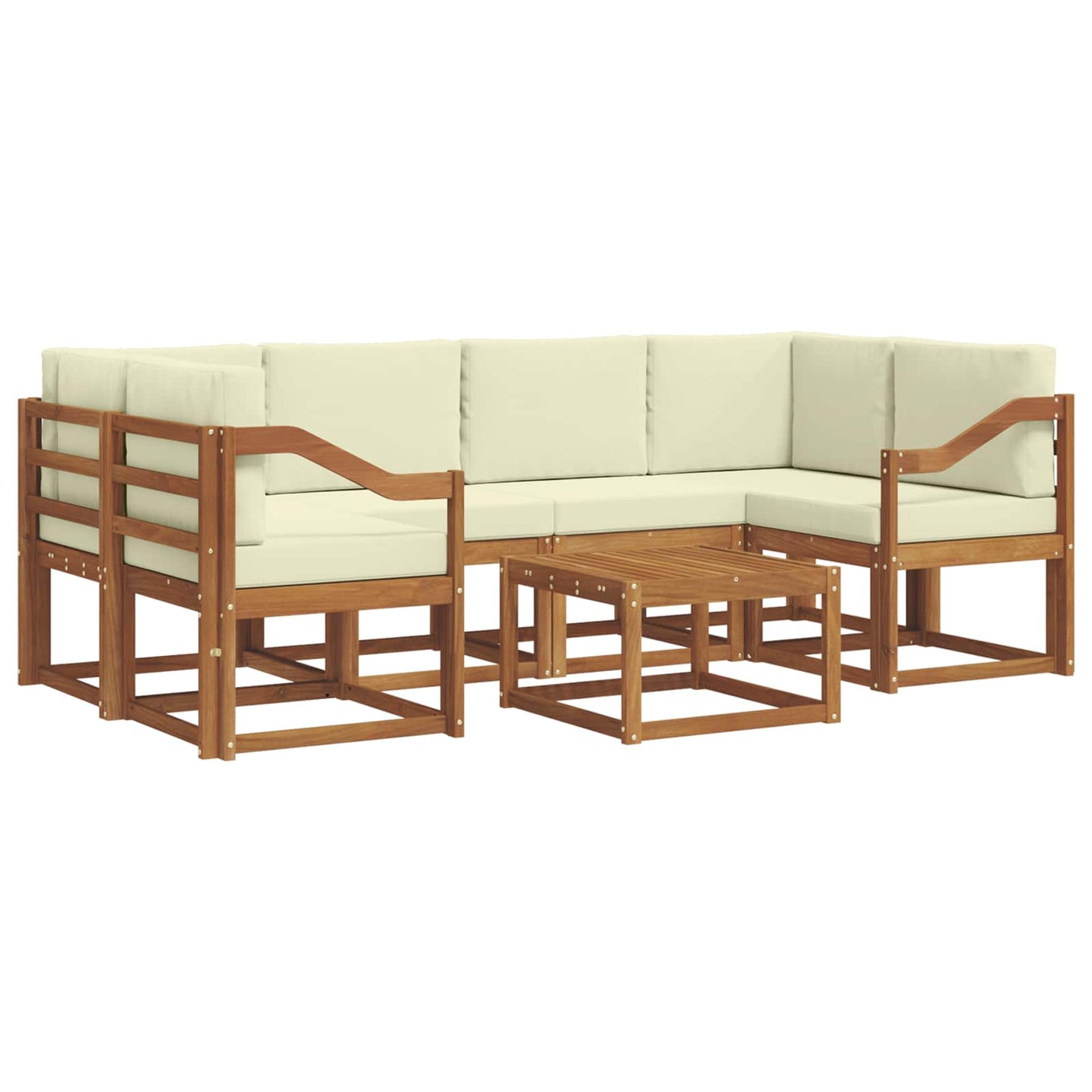 Outdoor-Sofagarnitur 7 stk. Natur und Creme