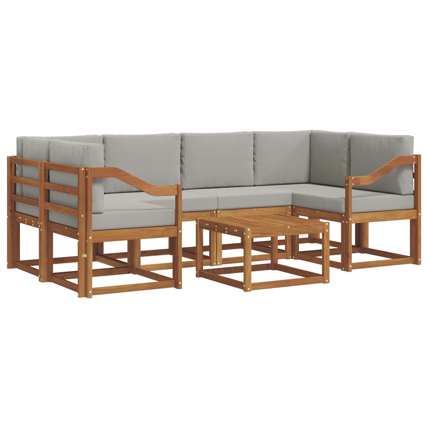 Outdoor-Sofagarnitur mit Kissen 7 pcs Natürlich und Hellgrau