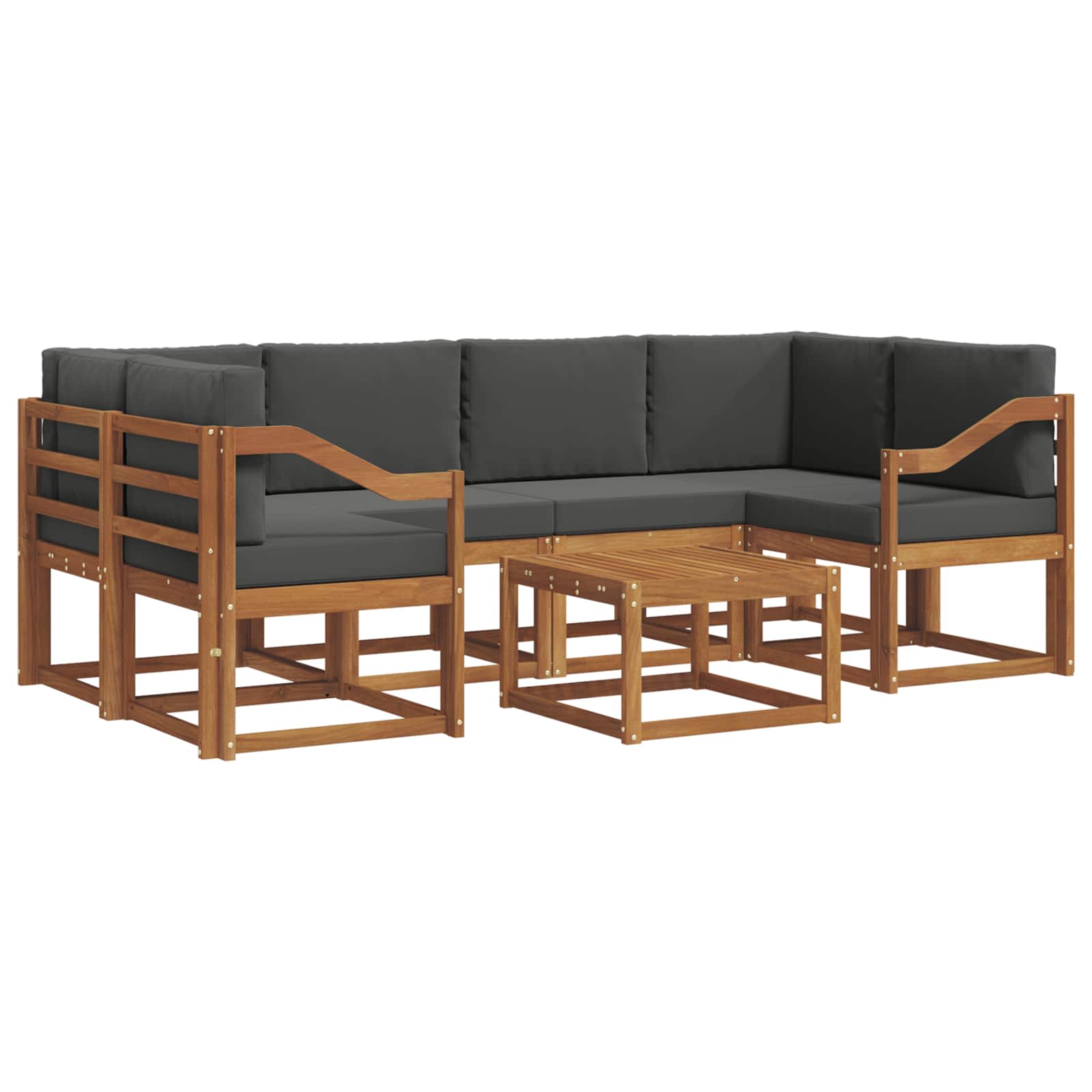 Outdoor-Sofagarnitur 7 stk. Natur und Anthrazit
