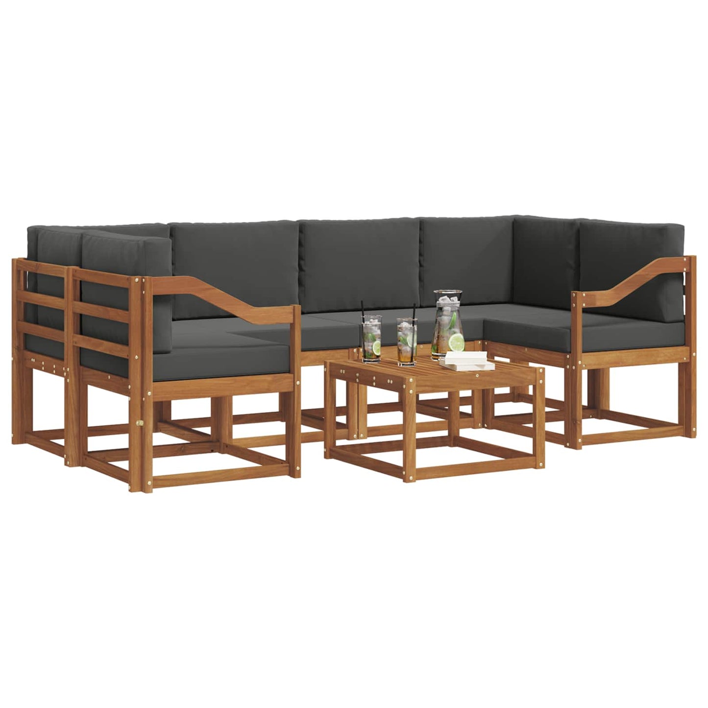 Outdoor-Sofagarnitur 7 stk. Natur und Anthrazit