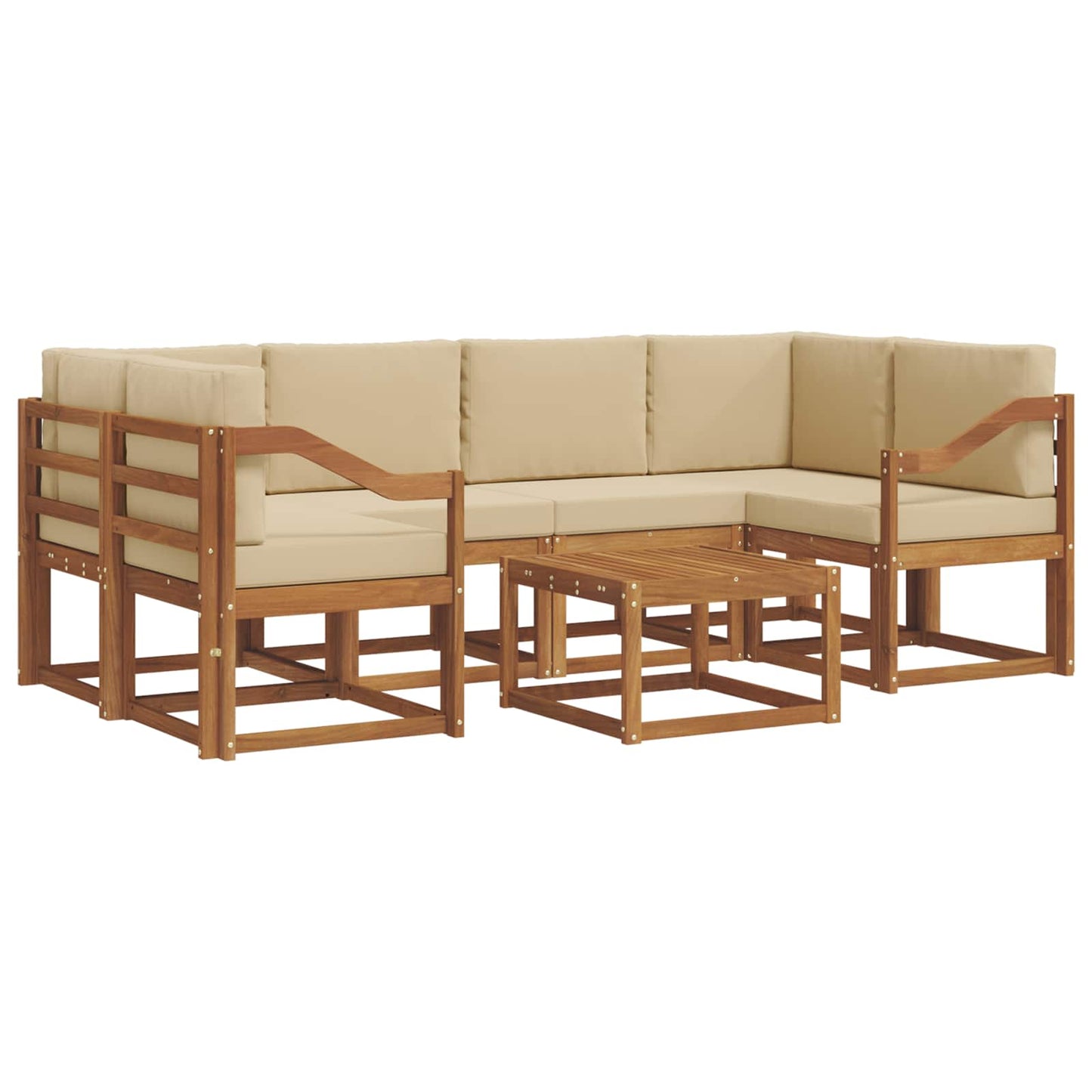 Outdoor-Sofagarnitur mit Kissen 7 pcs Natur und Beige