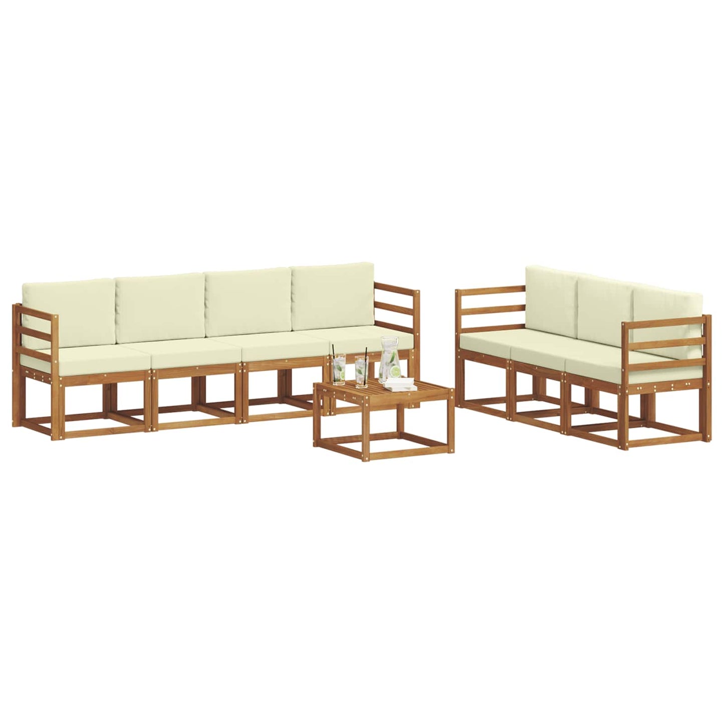Outdoor-Sofagarnitur 8 stk. Natur und Creme
