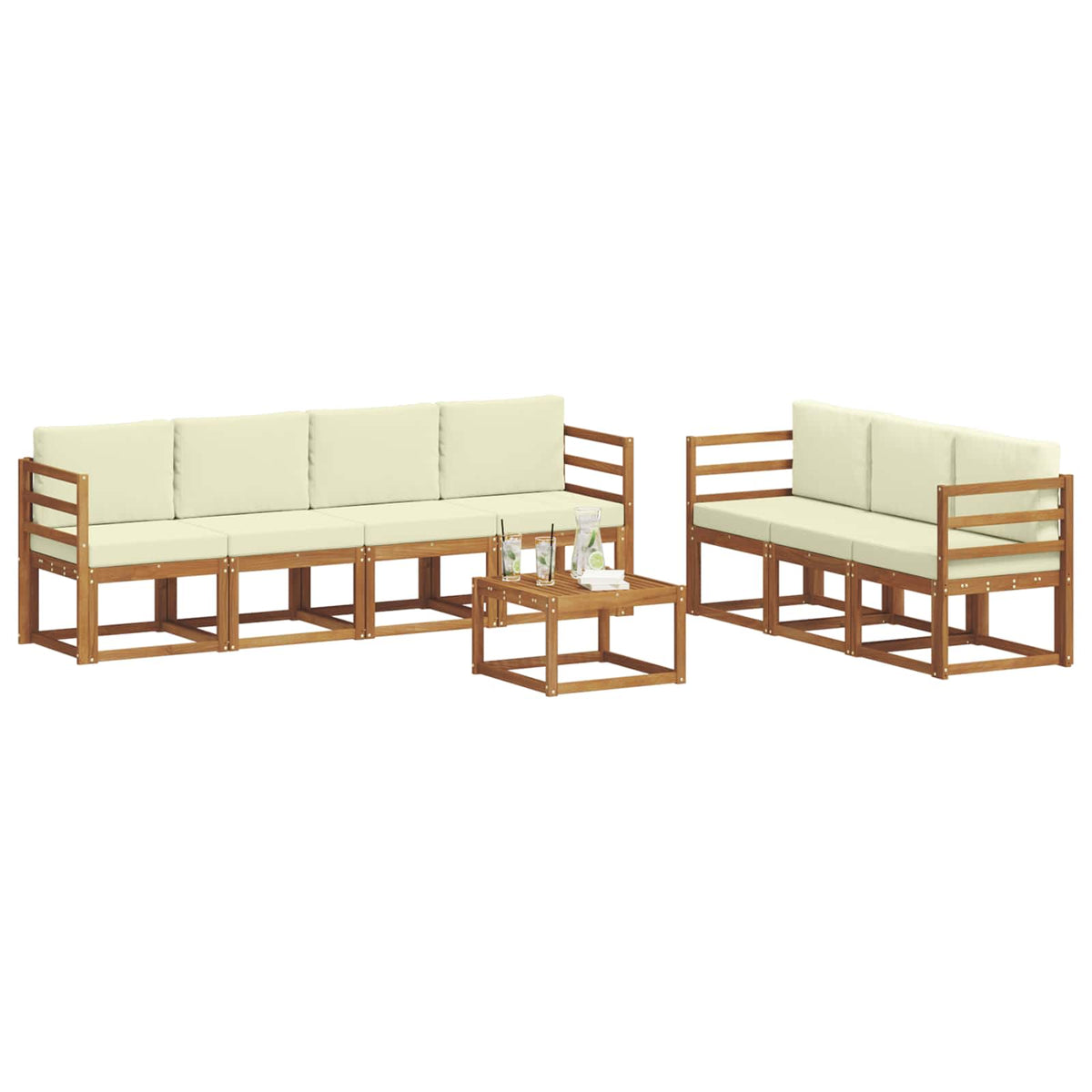 Outdoor-Sofagarnitur 8 stk. Natur und Creme