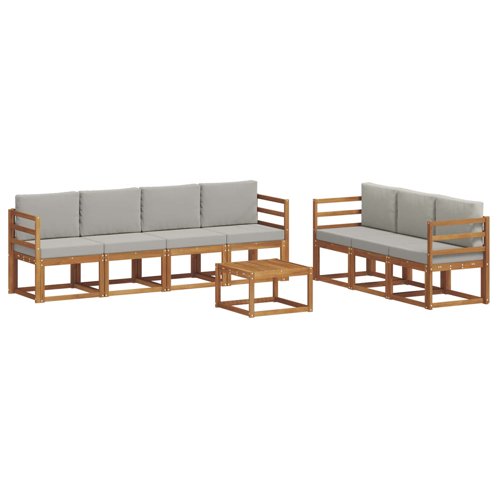 Outdoor-Sofagarnitur mit Kissen 8 pcs Natürlich und Hellgrau