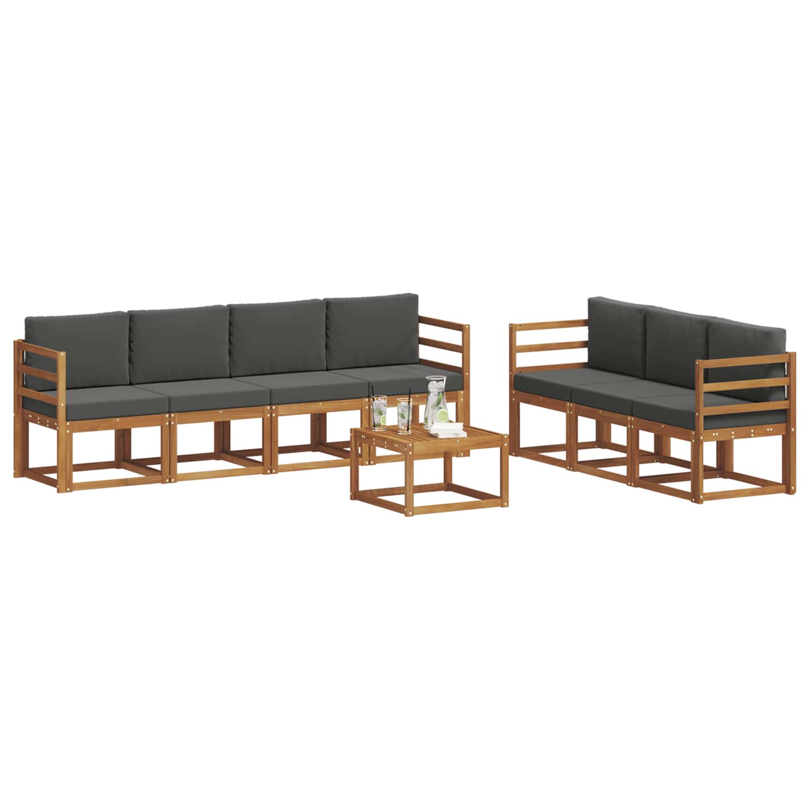 Outdoor-Sofagarnitur 8 stk. Natur und Anthrazit