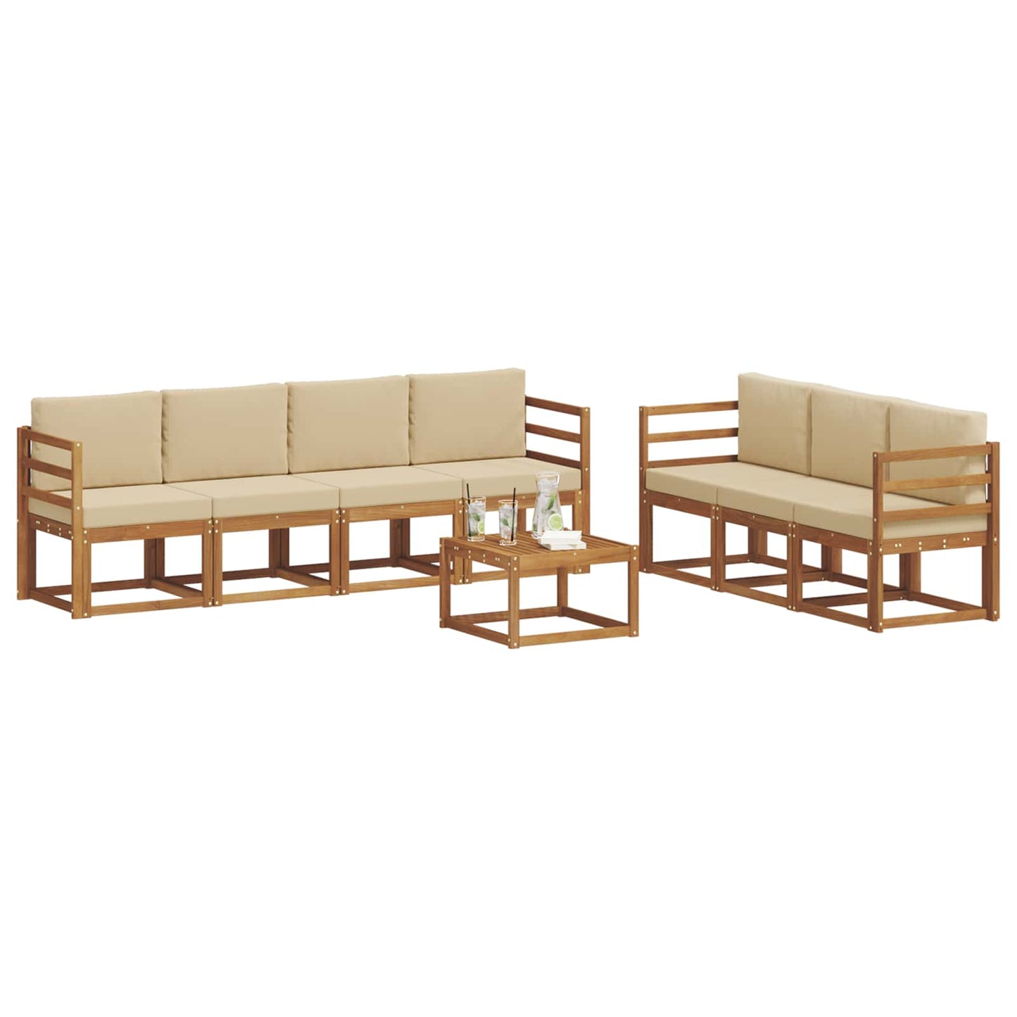 Outdoor-Sofagarnitur 8 stk. Natur und Beige