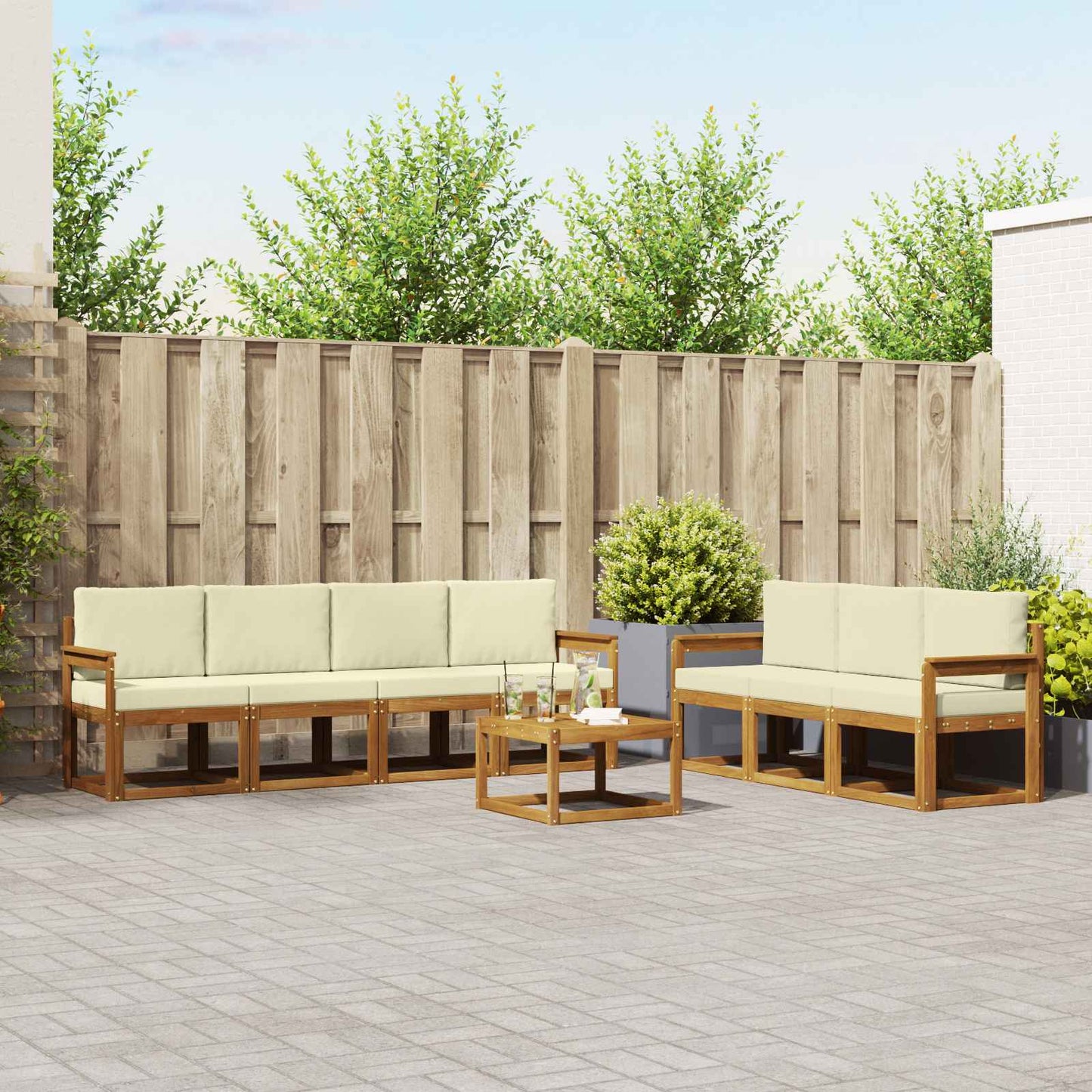 Outdoor-Sofagarnitur 8 stk. Natur und Creme